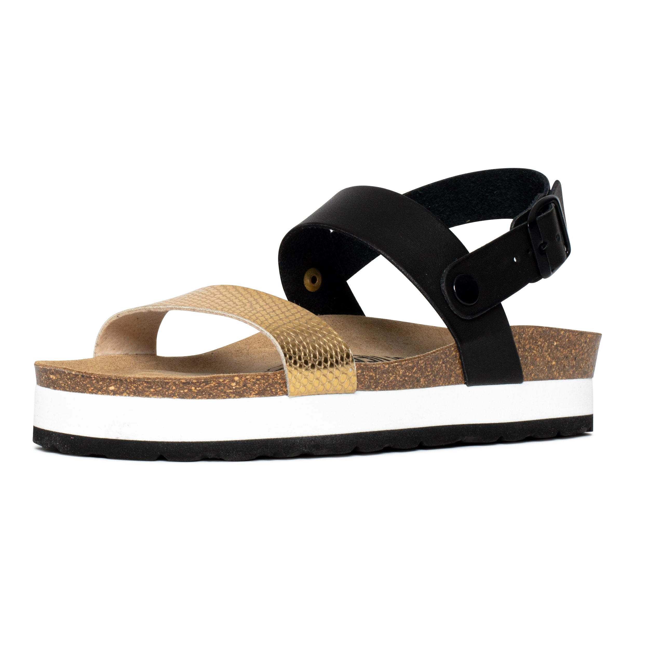 Sandalias con plataforma Gladstone en negro y dorado