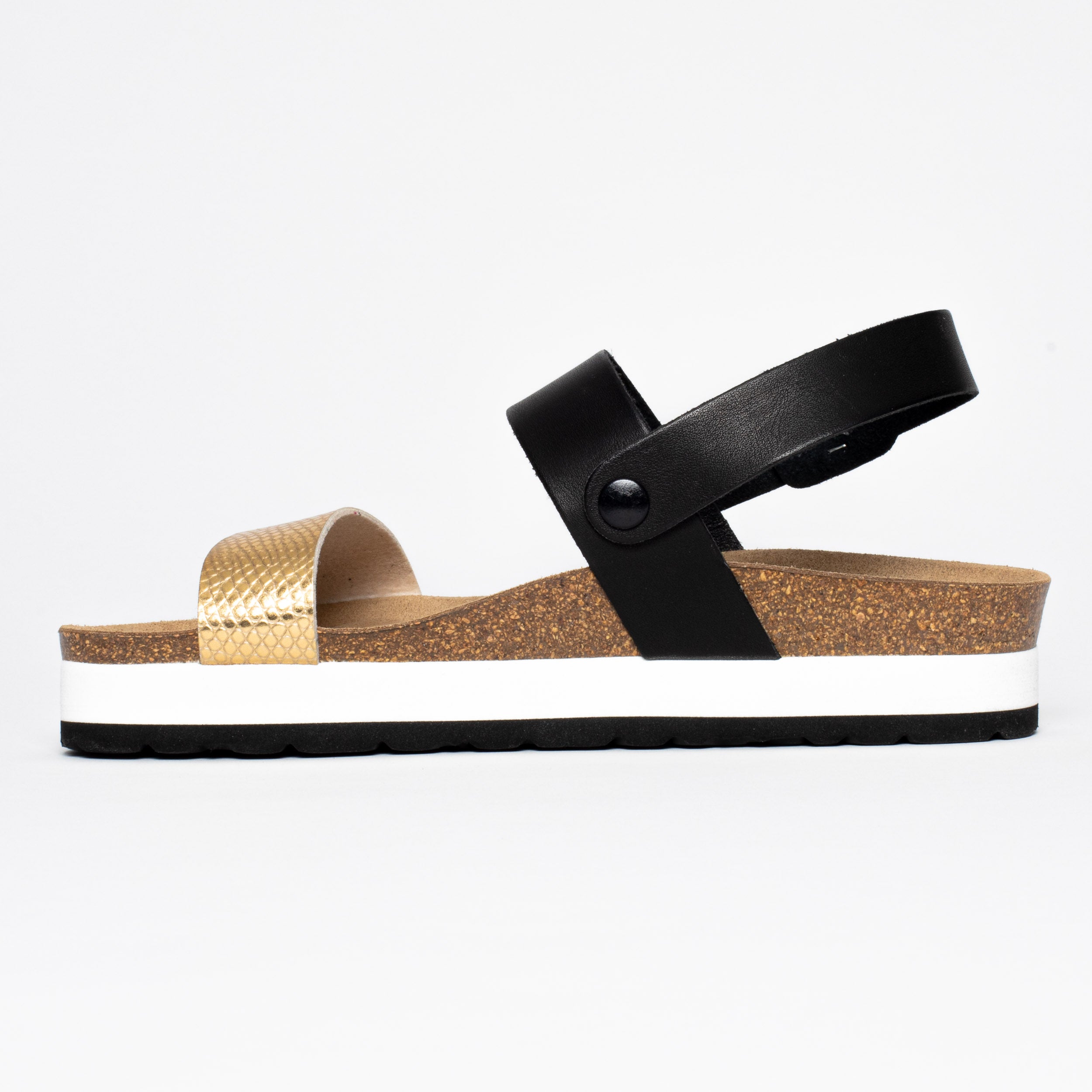 Sandalias con plataforma Gladstone en negro y dorado