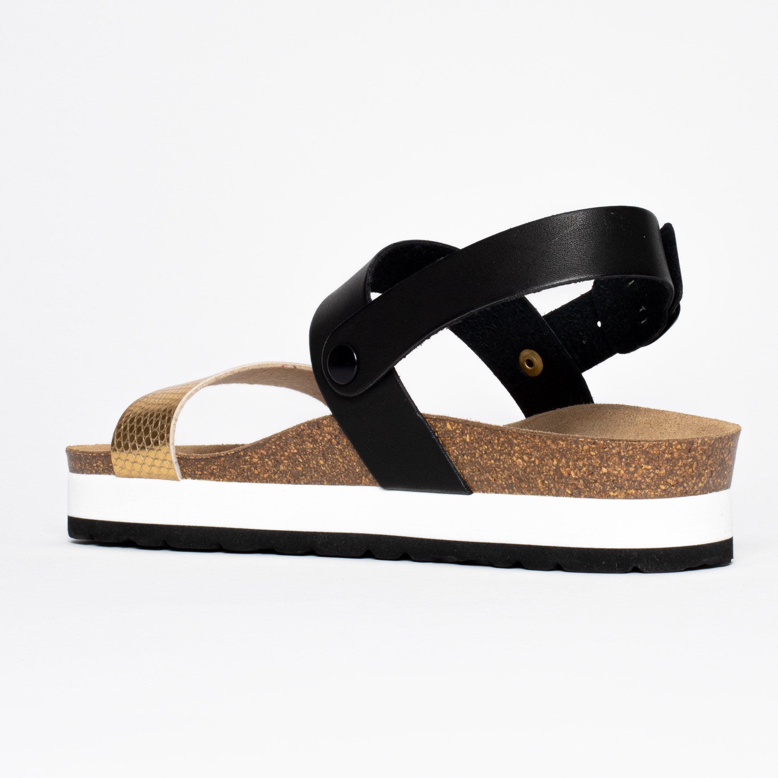 Sandalias con plataforma Gladstone en negro y dorado