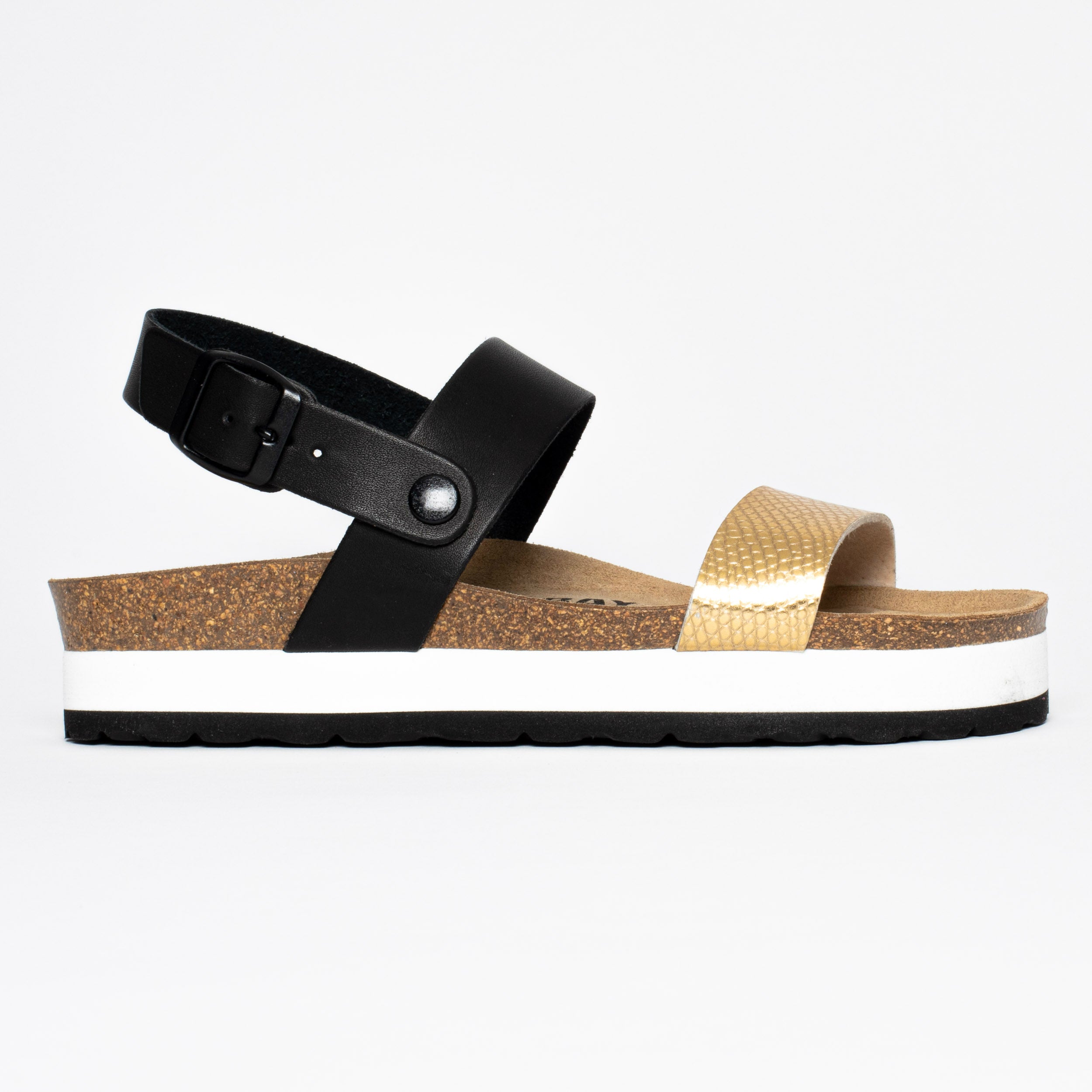 Sandalias con plataforma Gladstone en negro y dorado