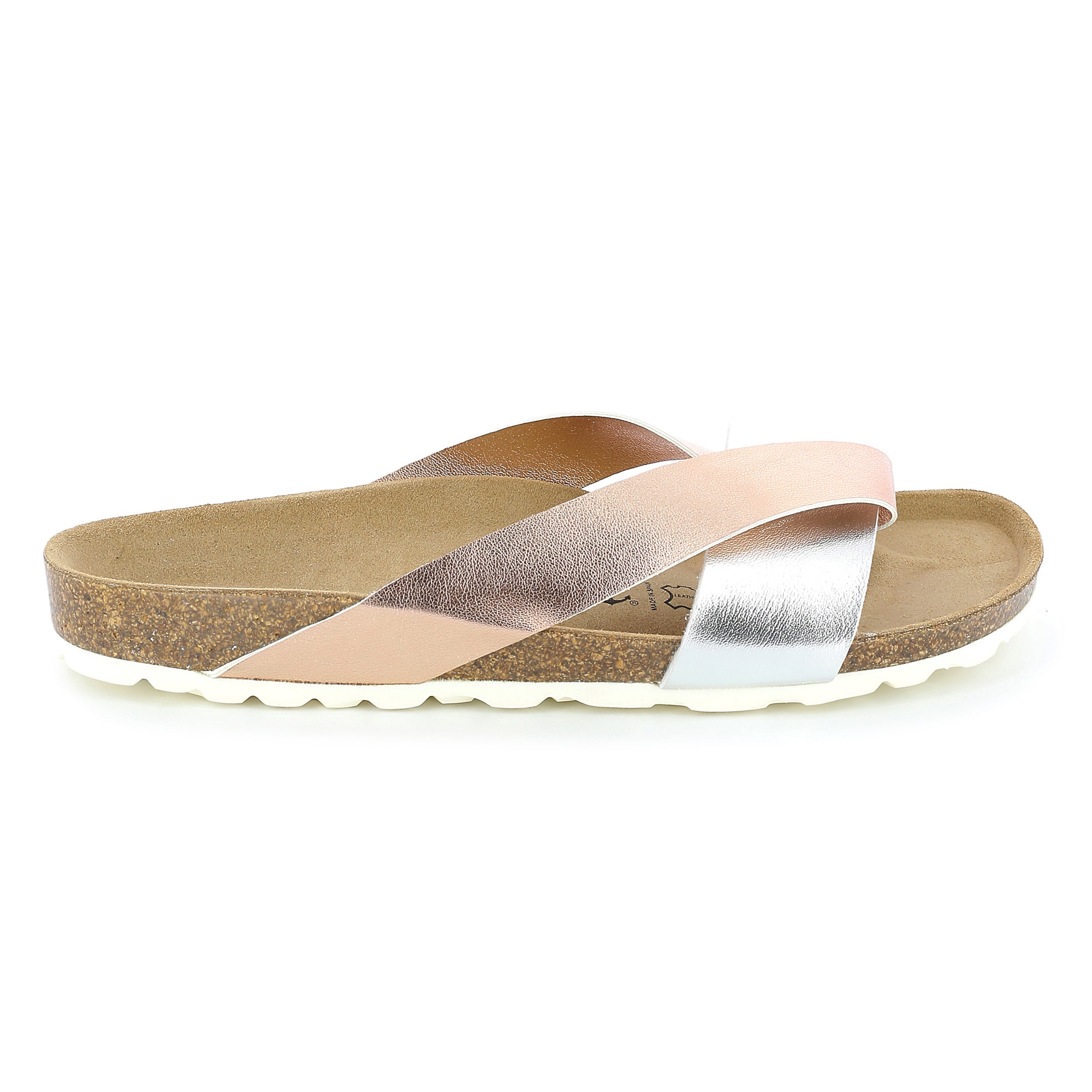 Mildura Multi-Strap Copper and Silver 2-Strap Sandals