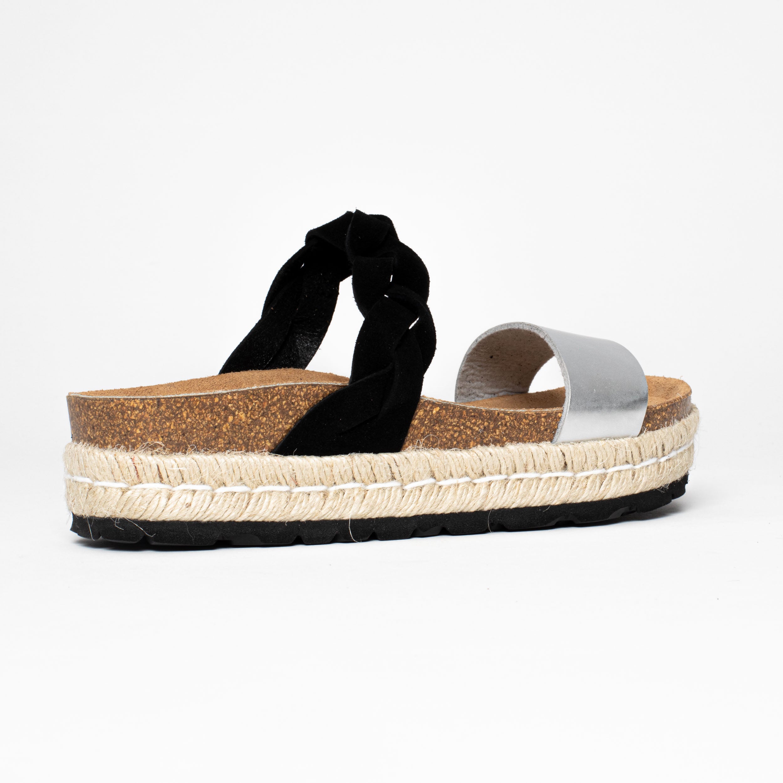 Sandalias con plataforma Clarence en negro y plateado