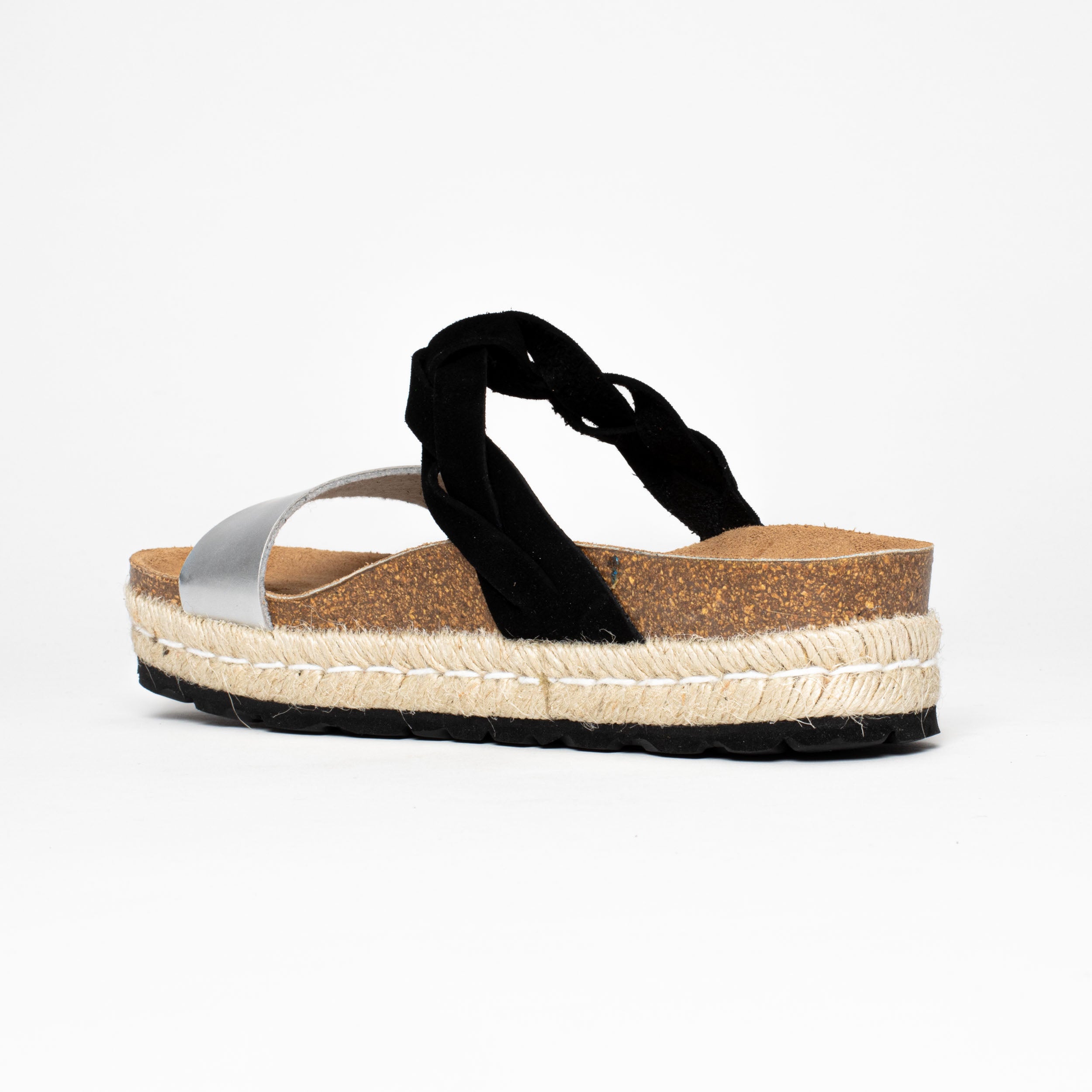 Sandalias con plataforma Clarence en negro y plateado