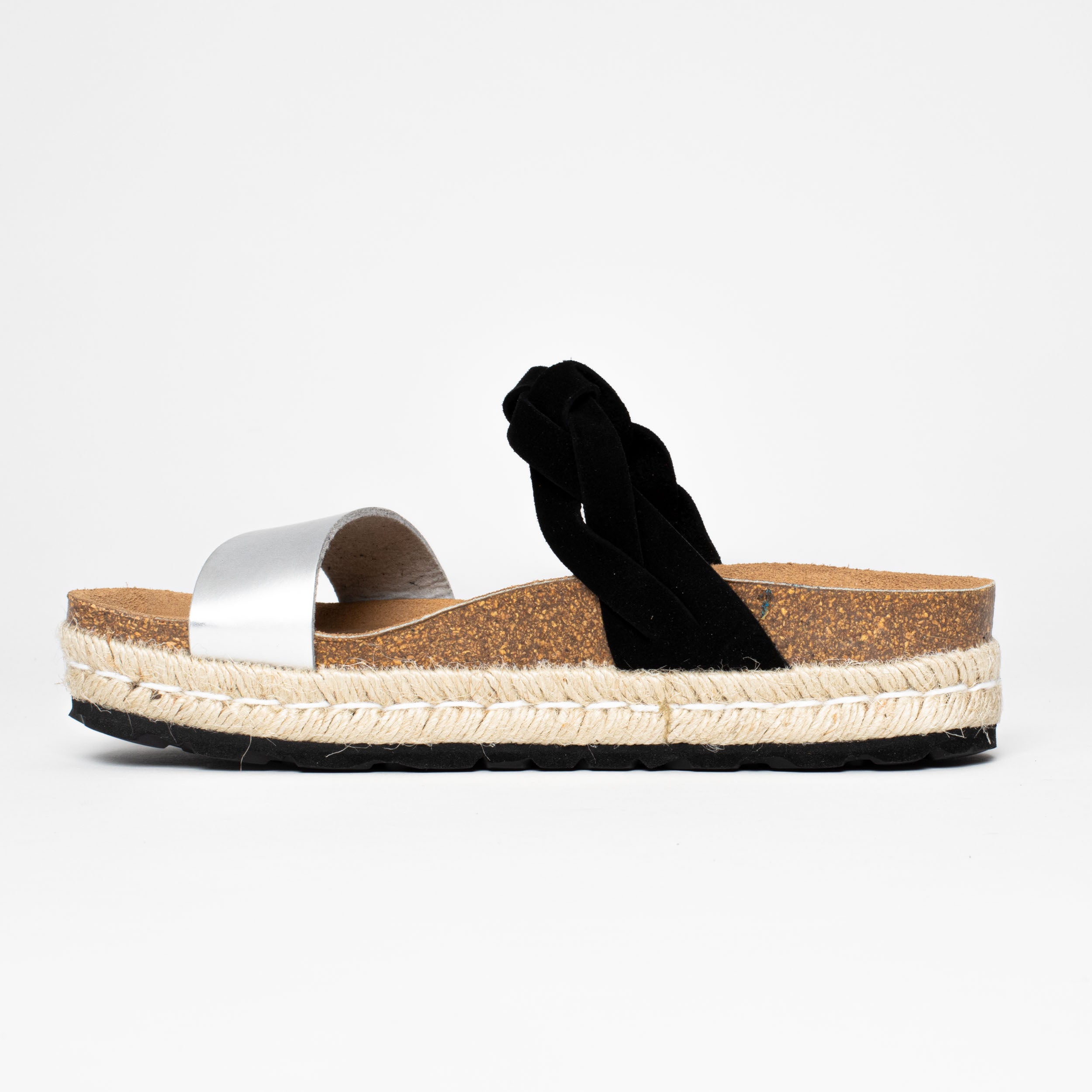 Sandalias con plataforma Clarence en negro y plateado