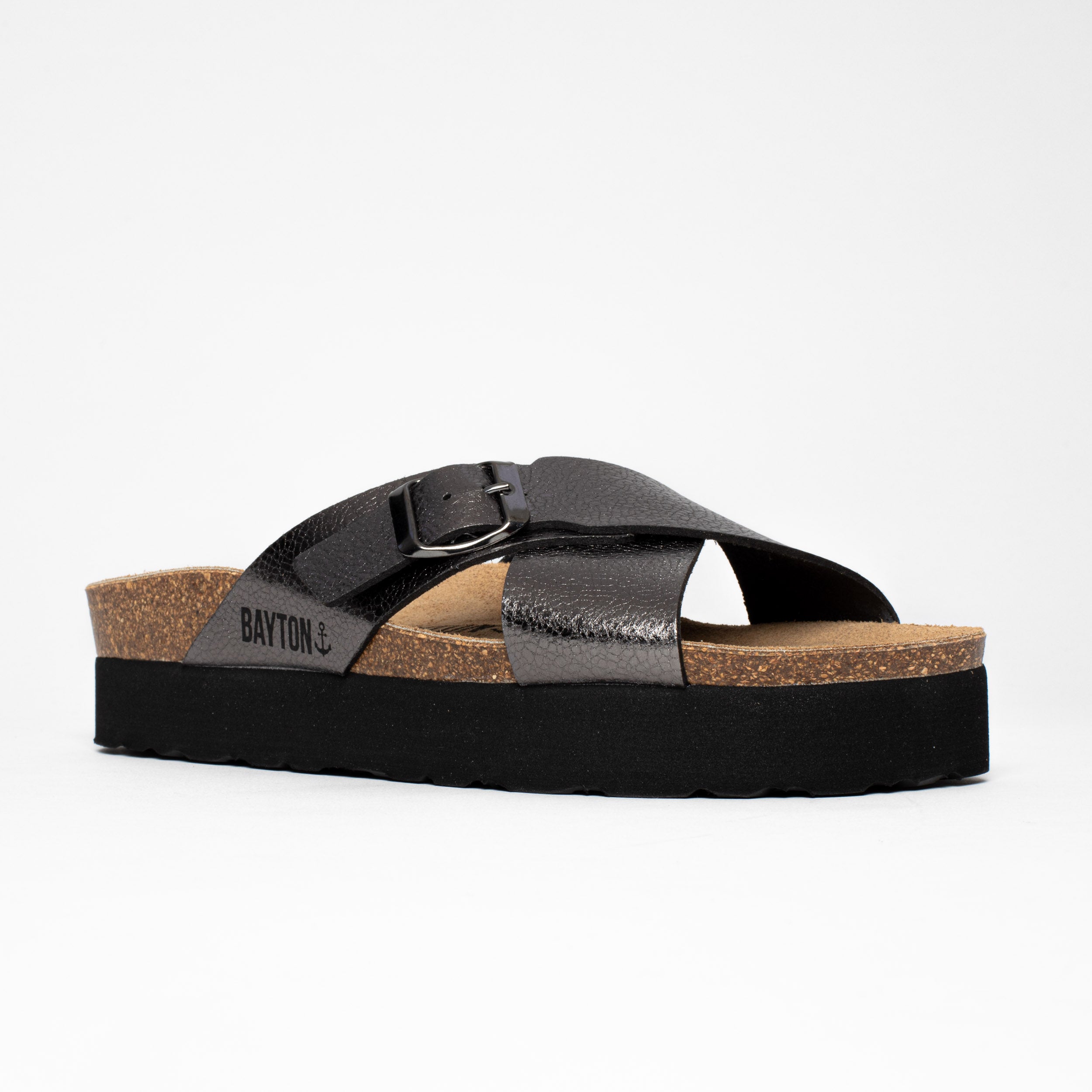 Ajax Charcoal Gray Platform Sandals