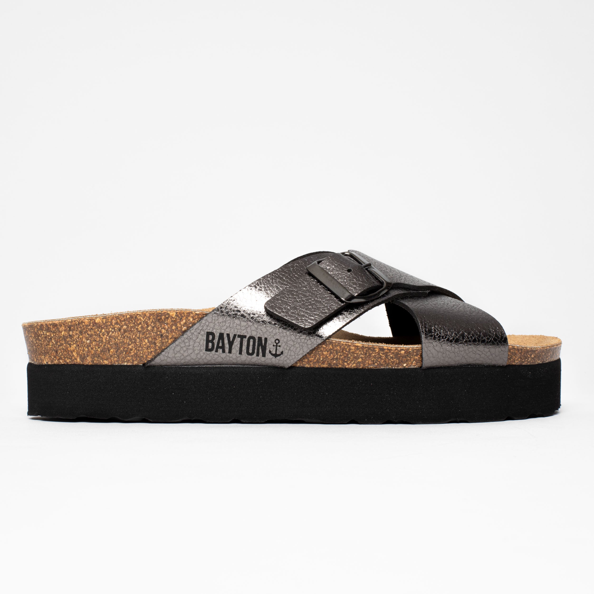 Ajax Charcoal Gray Platform Sandals