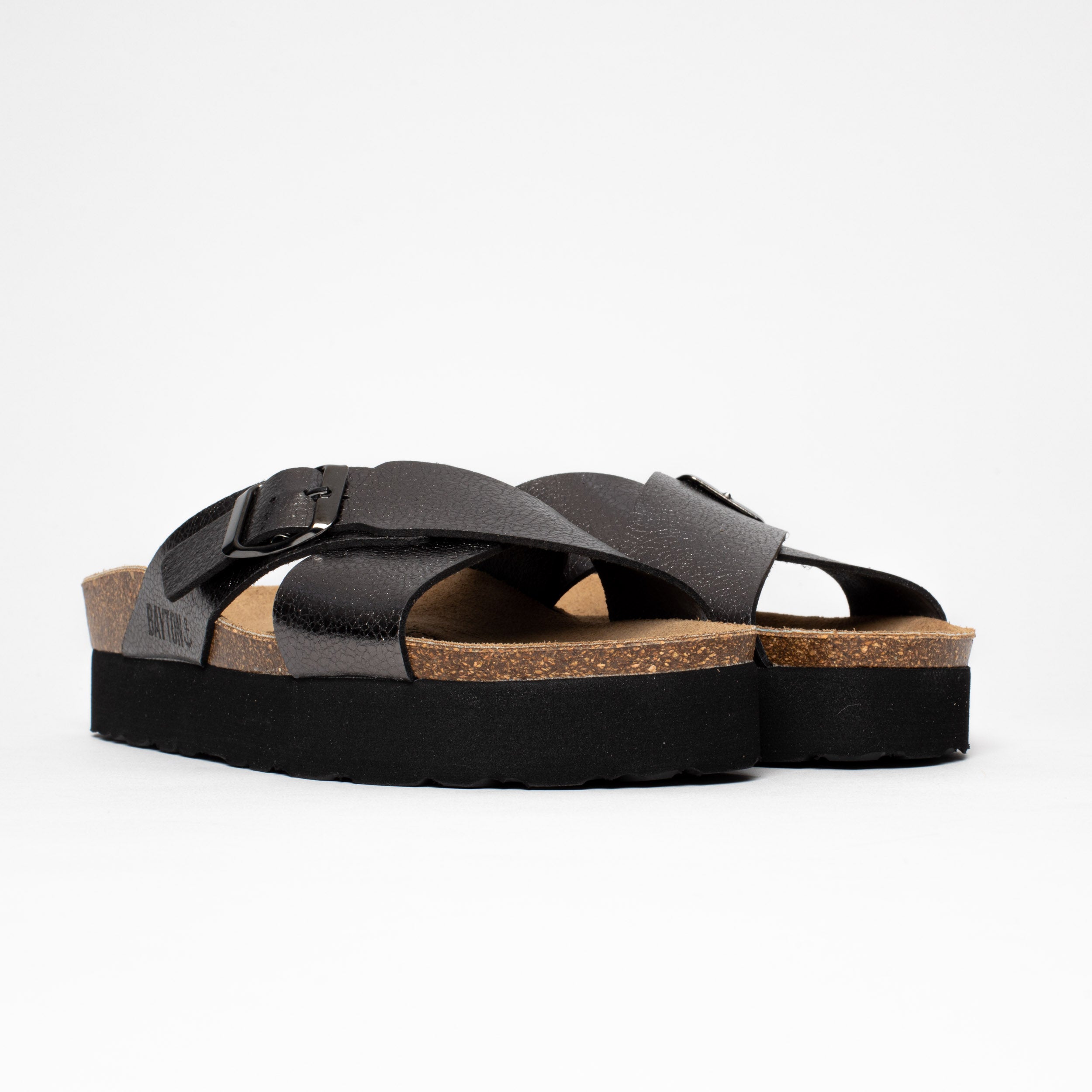 Ajax Charcoal Gray Platform Sandals