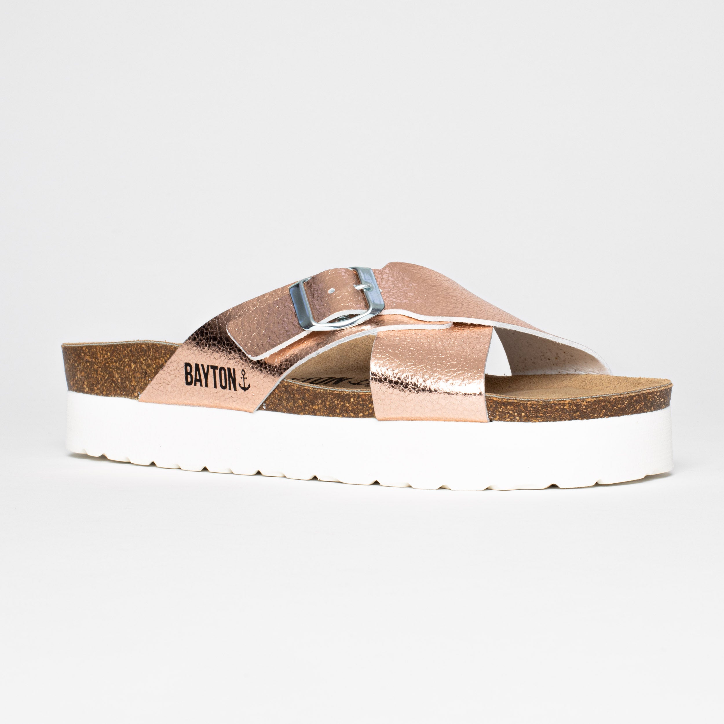 Sandalias con plataforma en oro rosa Ajax