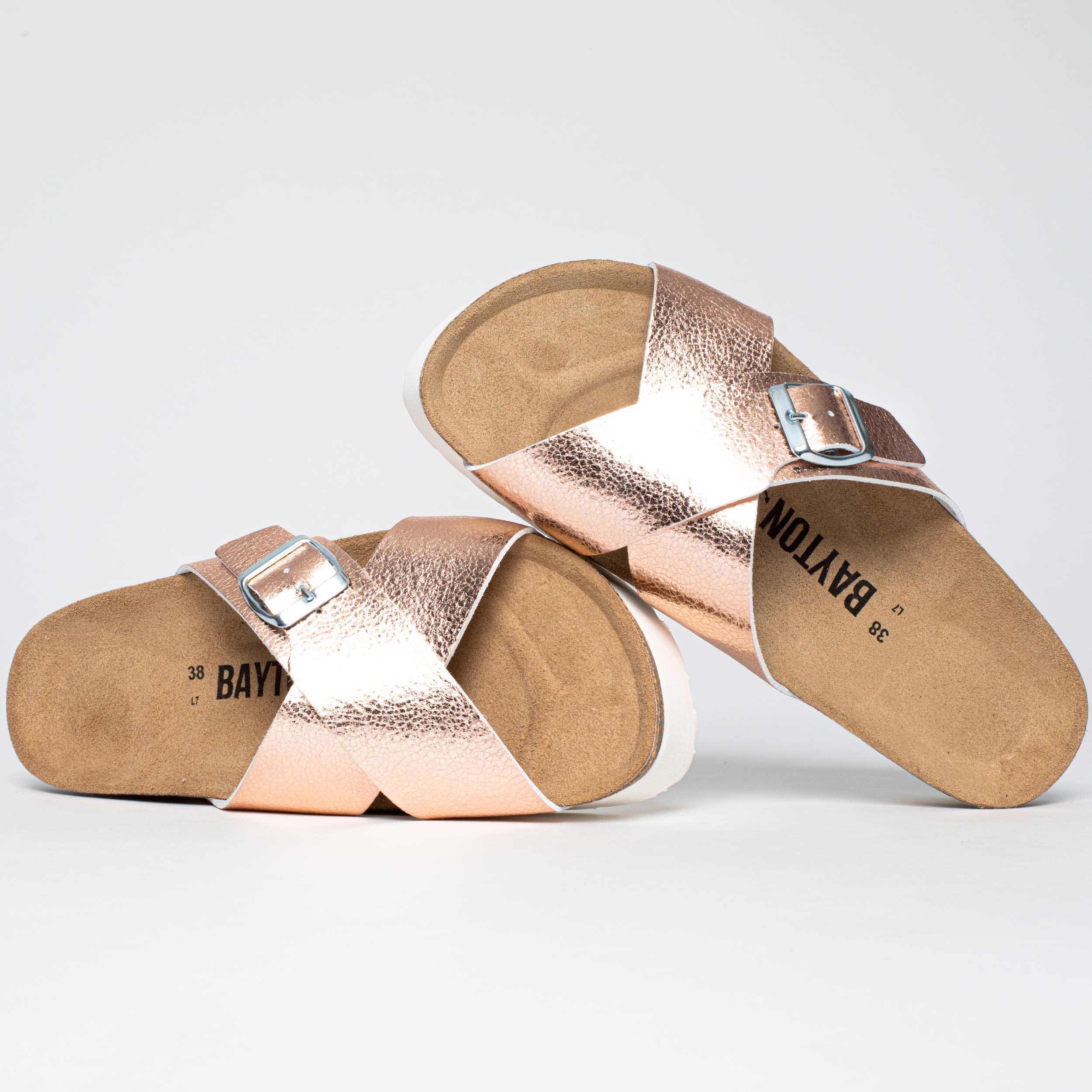 Sandalias con plataforma en oro rosa Ajax