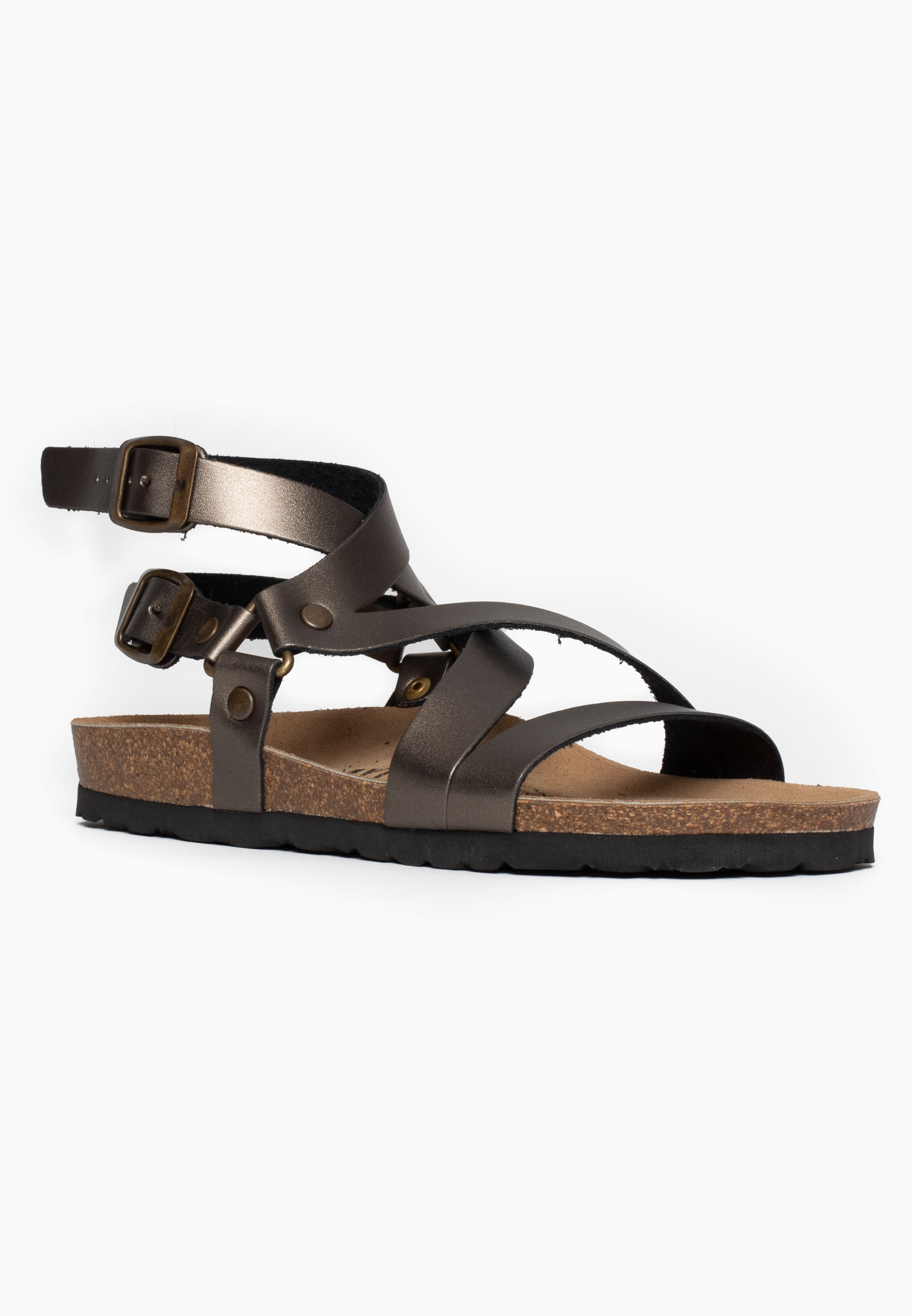 Armidale Pewter Multi-Strap Sandals