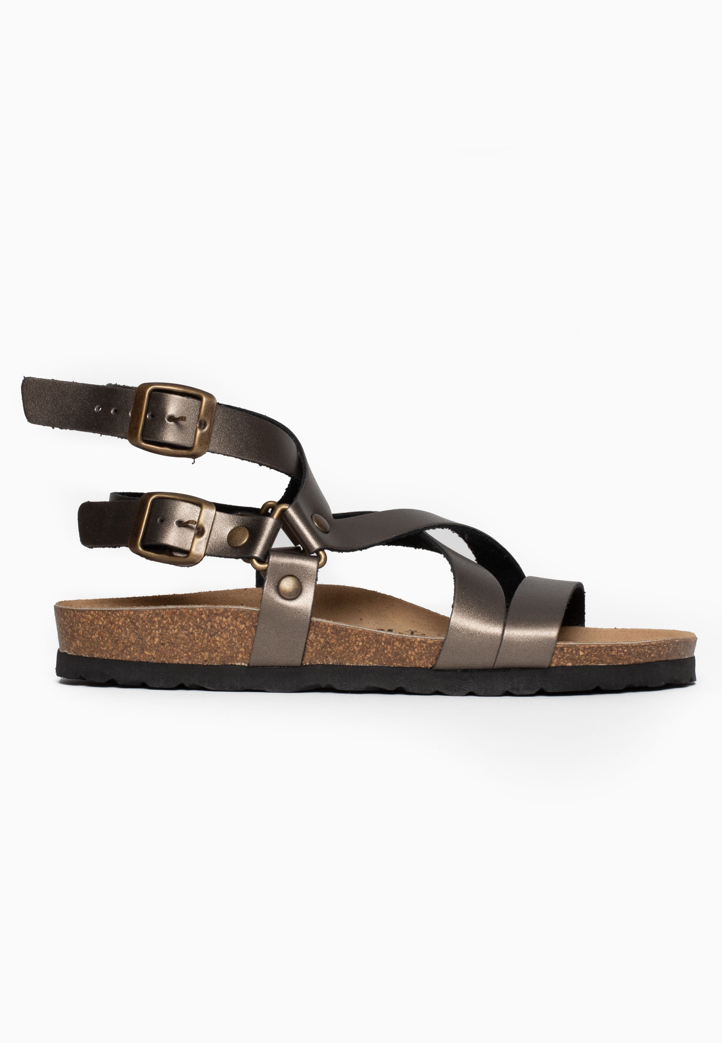 Armidale Pewter Multi-Strap Sandals