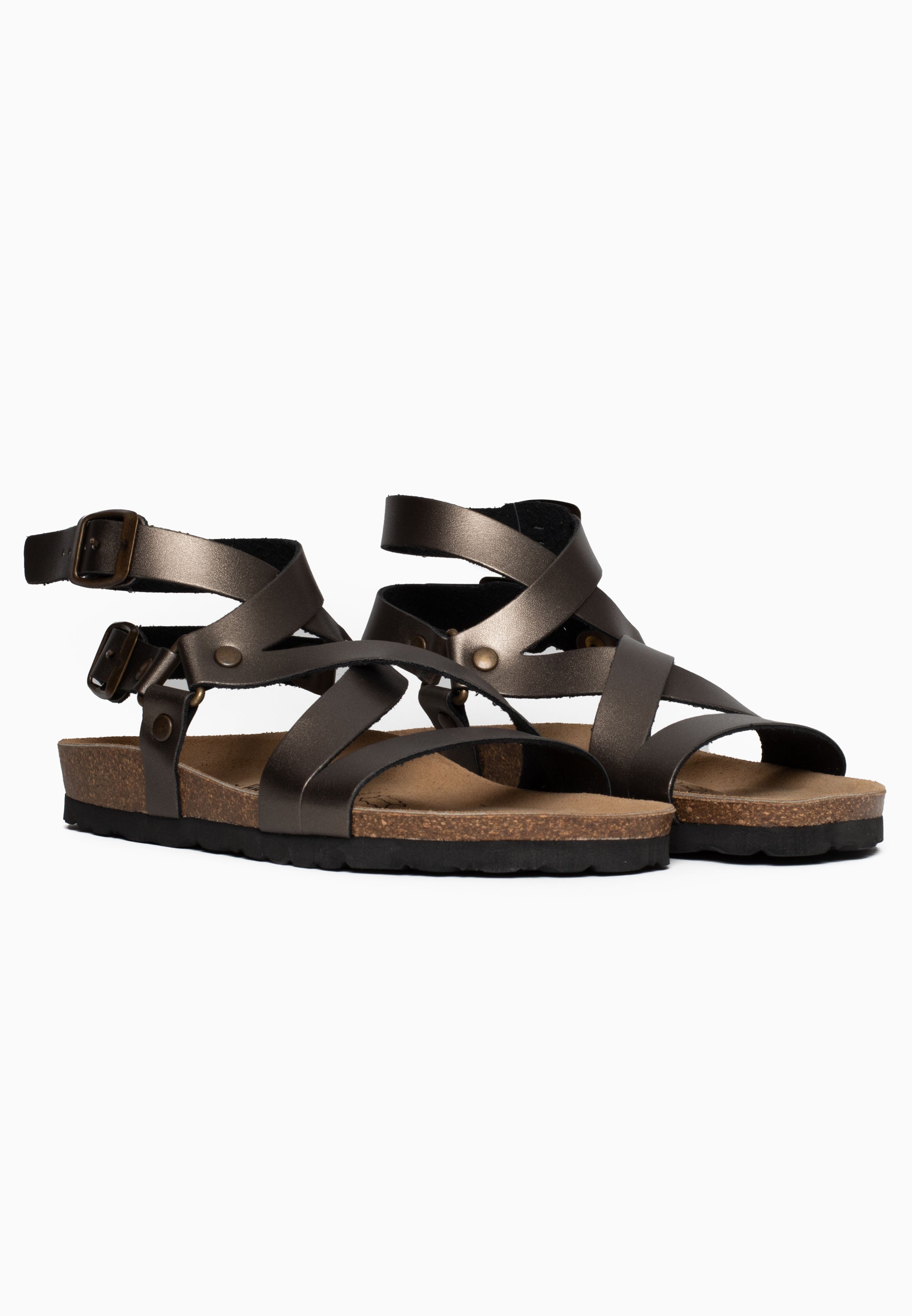 Armidale Pewter Multi-Strap Sandals