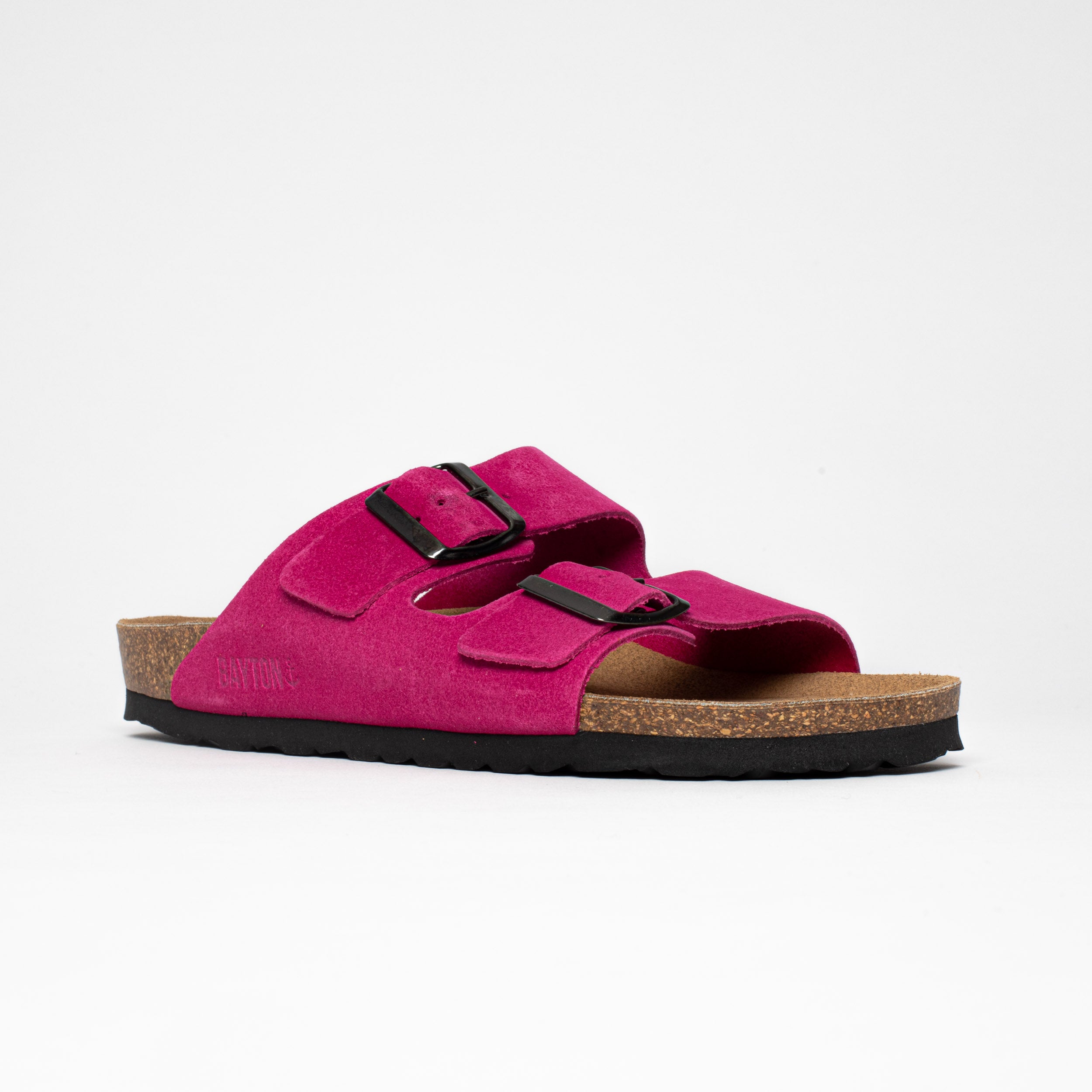 Atlas Fuchsia Suede Leather 2 Strap Sandals