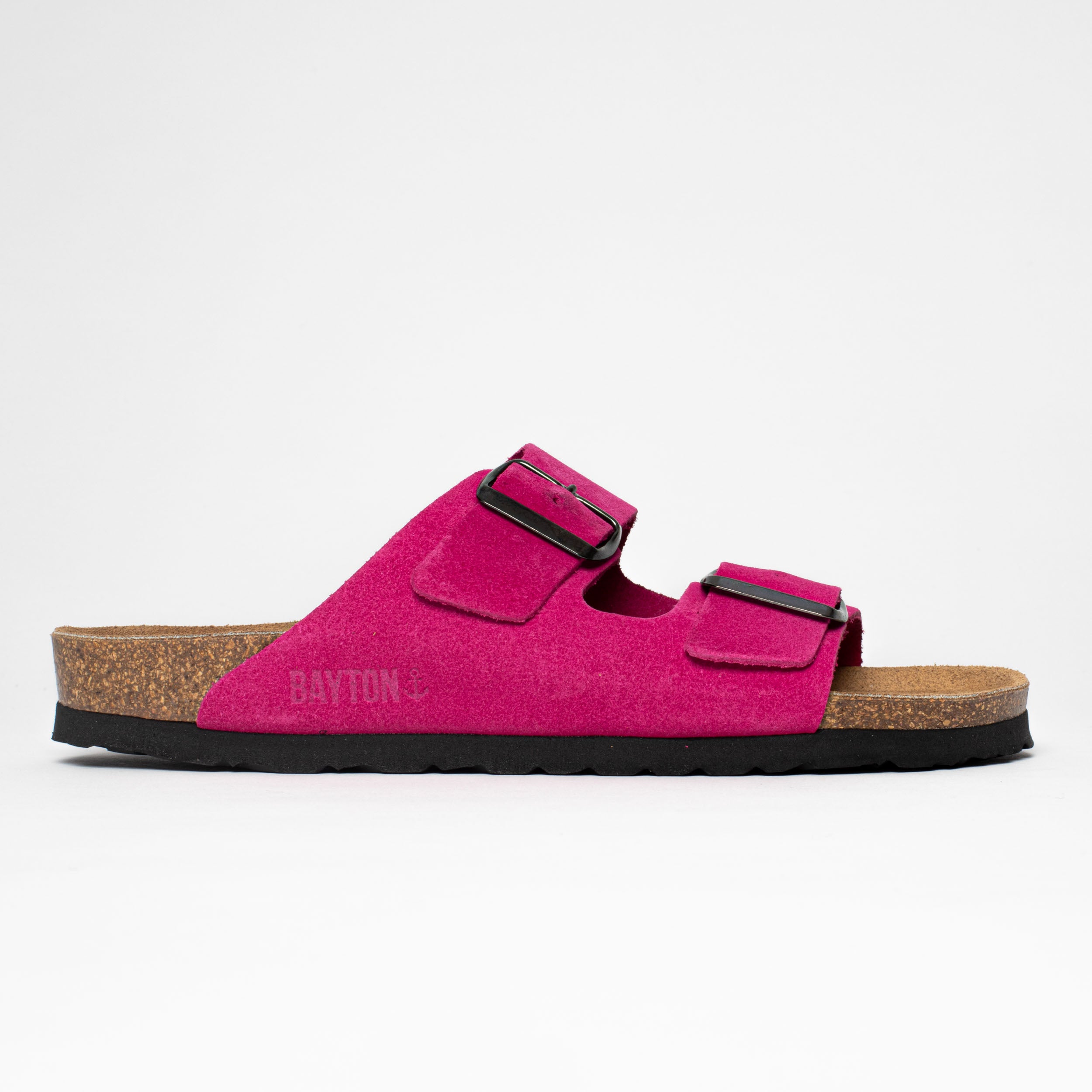 Sandales 2 Brides Atlas Fuchsia en Cuir Suédé