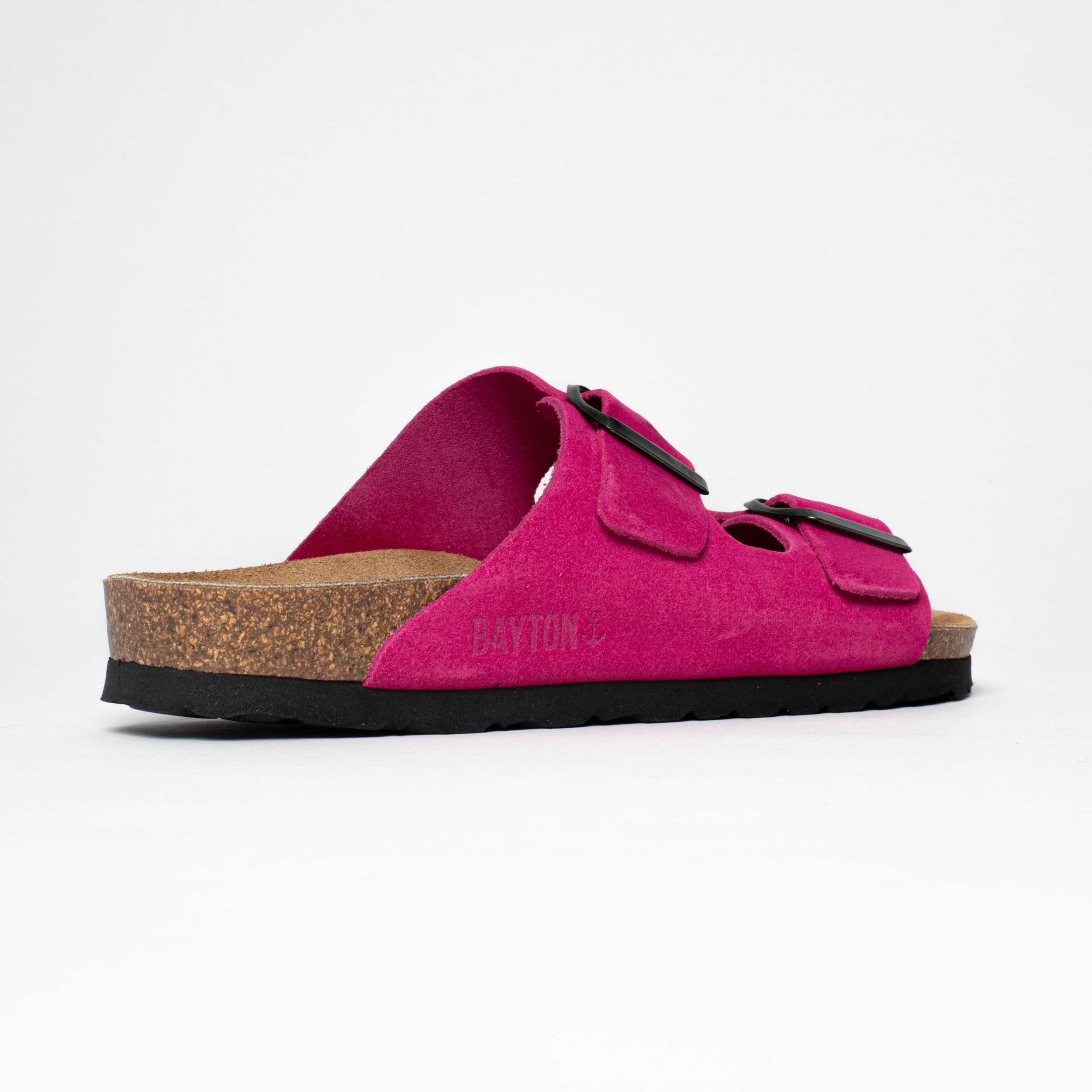 Atlas Fuchsia Suede Leather 2 Strap Sandals