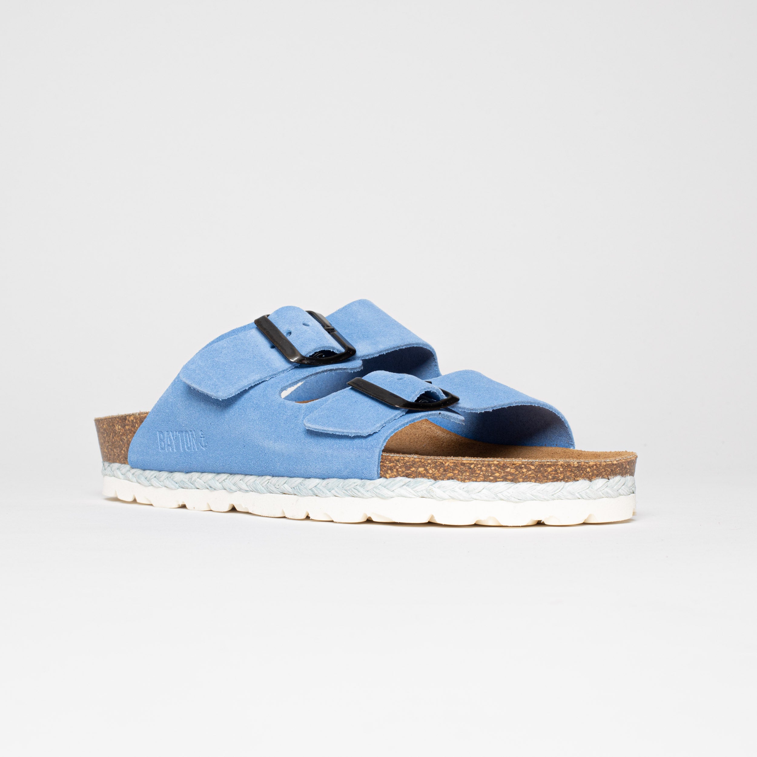 Benalla Blue Suede Leather 2 Strap Sandals