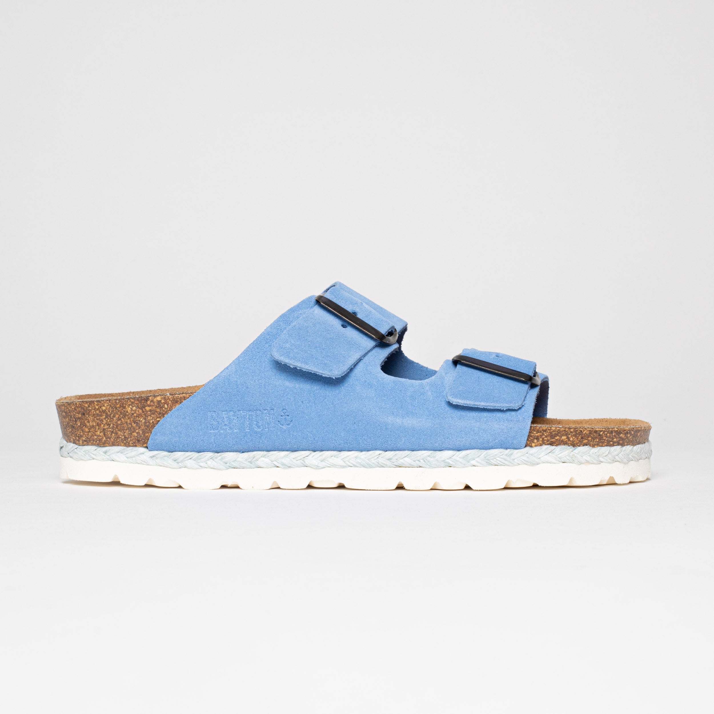 Benalla Blue Suede Leather 2 Strap Sandals