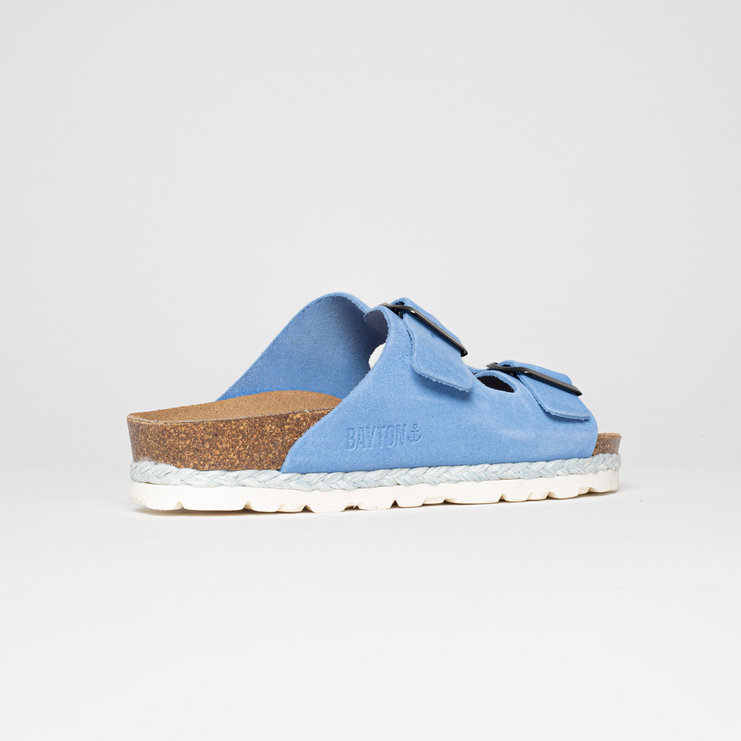 Benalla Blue Suede Leather 2 Strap Sandals