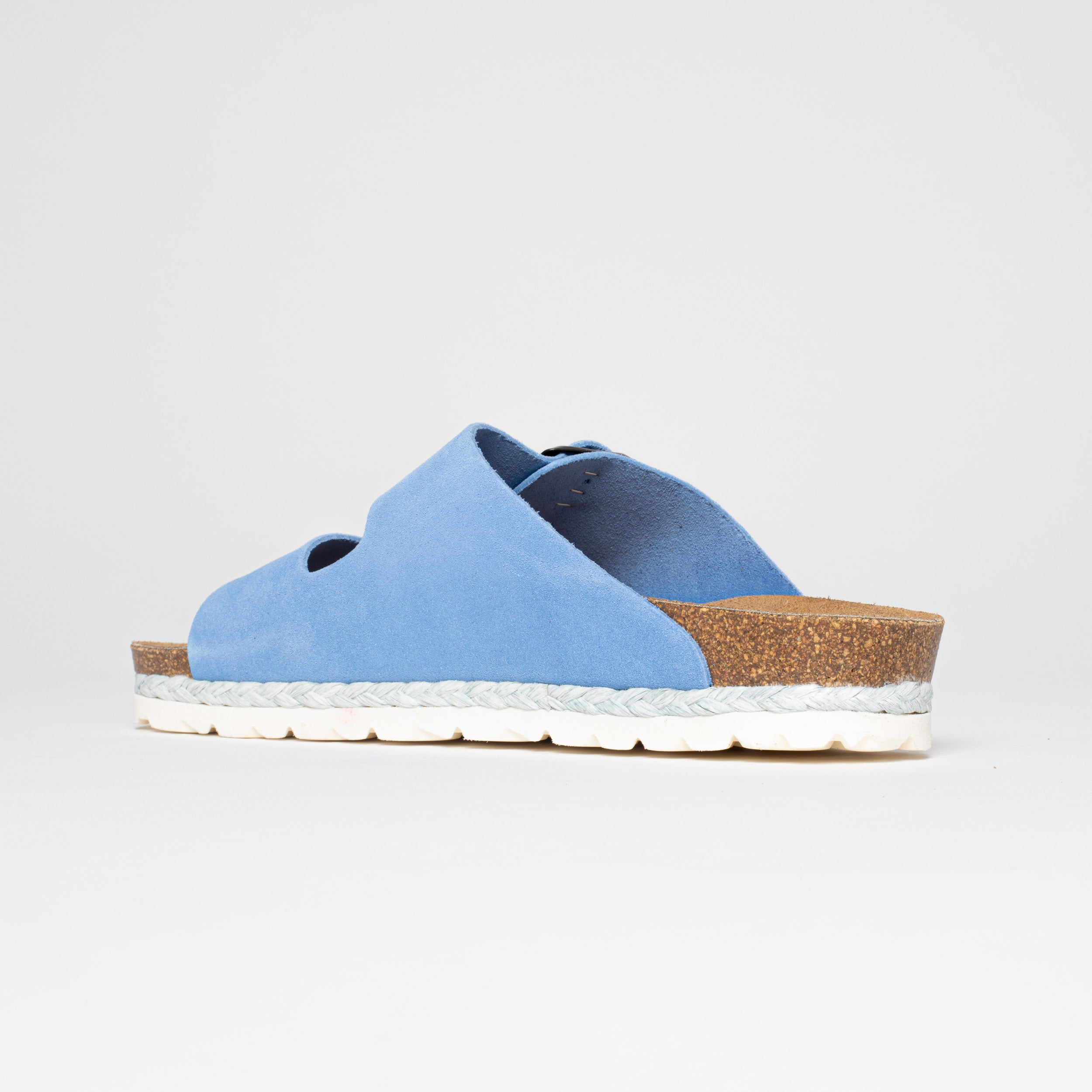 Benalla Blue Suede Leather 2 Strap Sandals