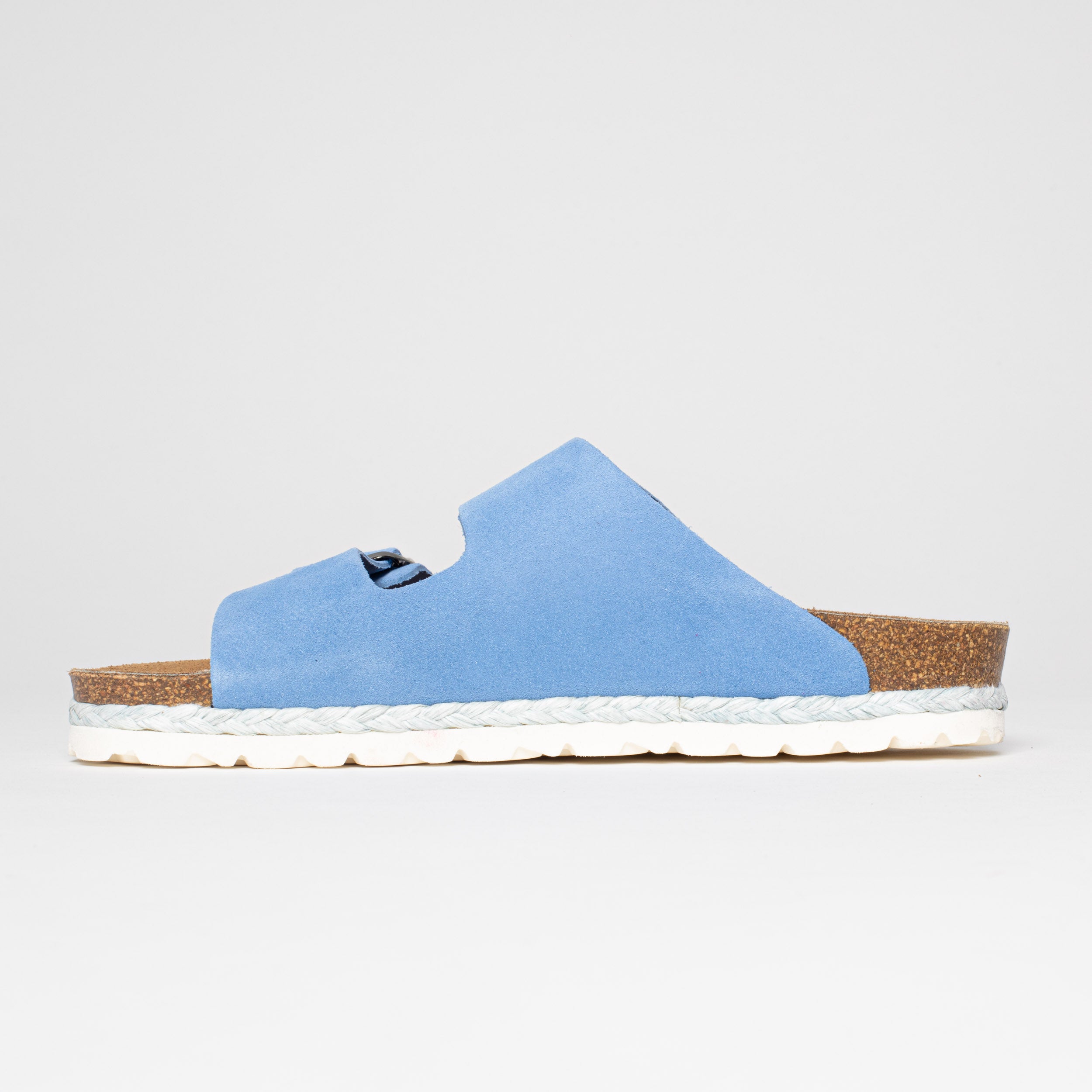 Benalla Blue Suede Leather 2 Strap Sandals