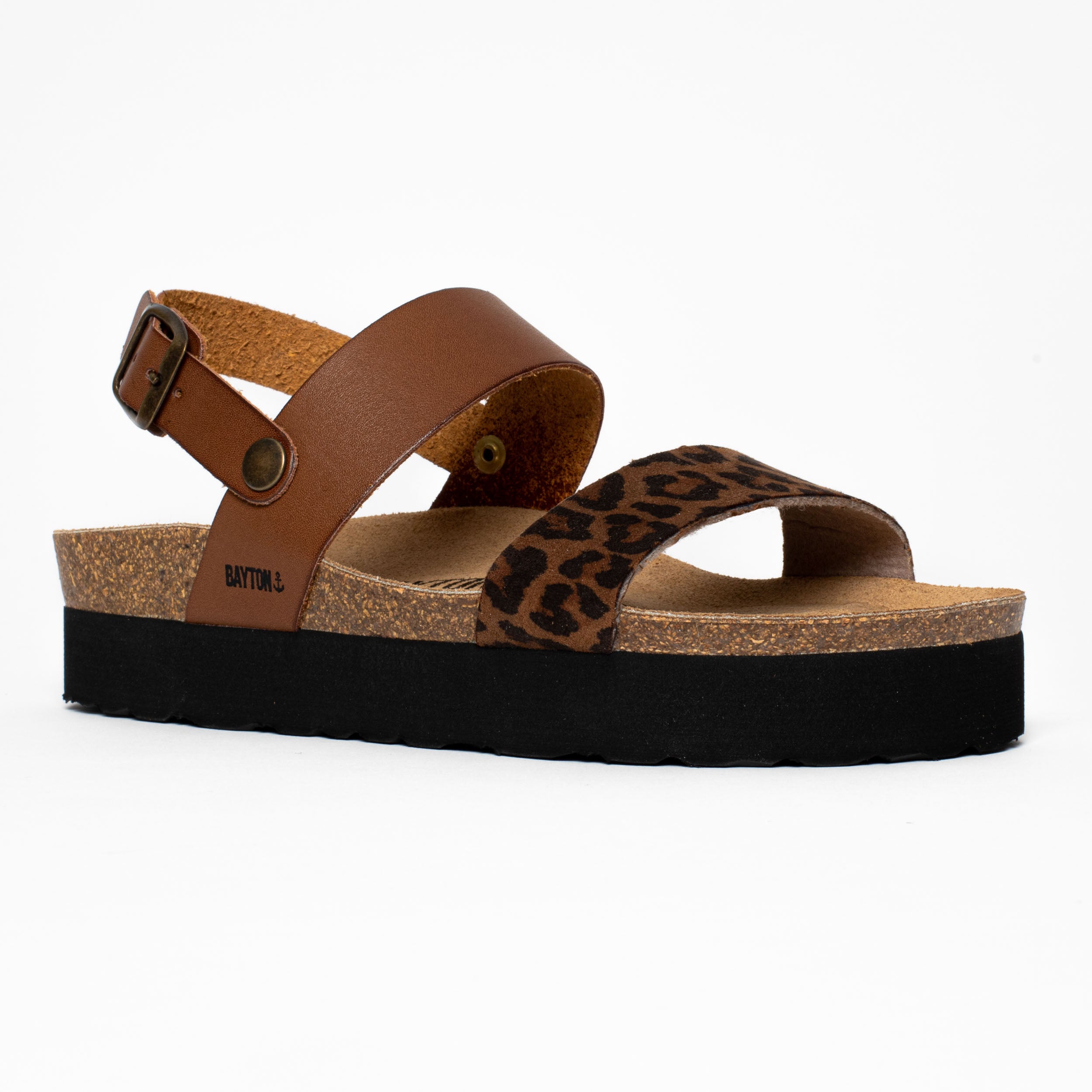 Sandalias Gladstone con plataforma de leopardo