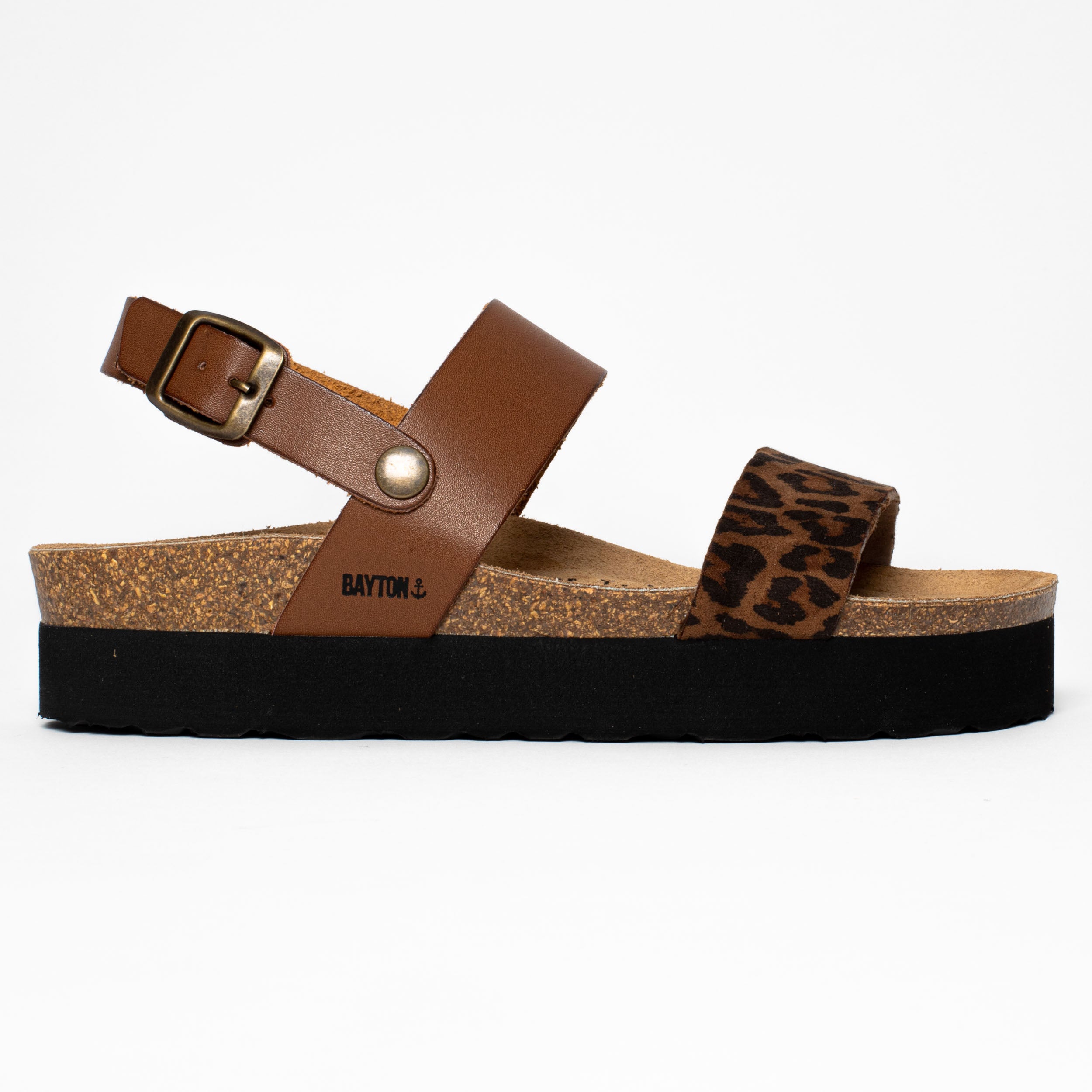 Sandalias Gladstone con plataforma de leopardo