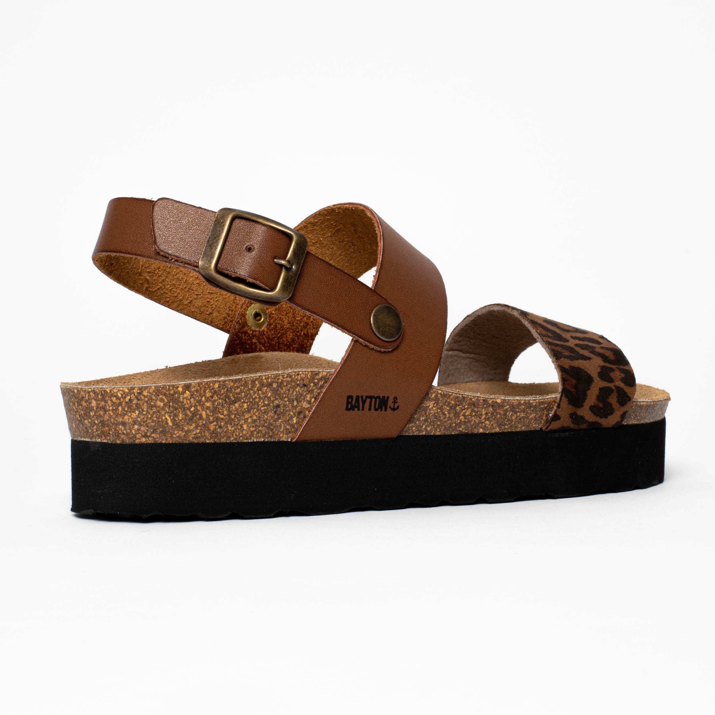 Sandalias Gladstone con plataforma de leopardo