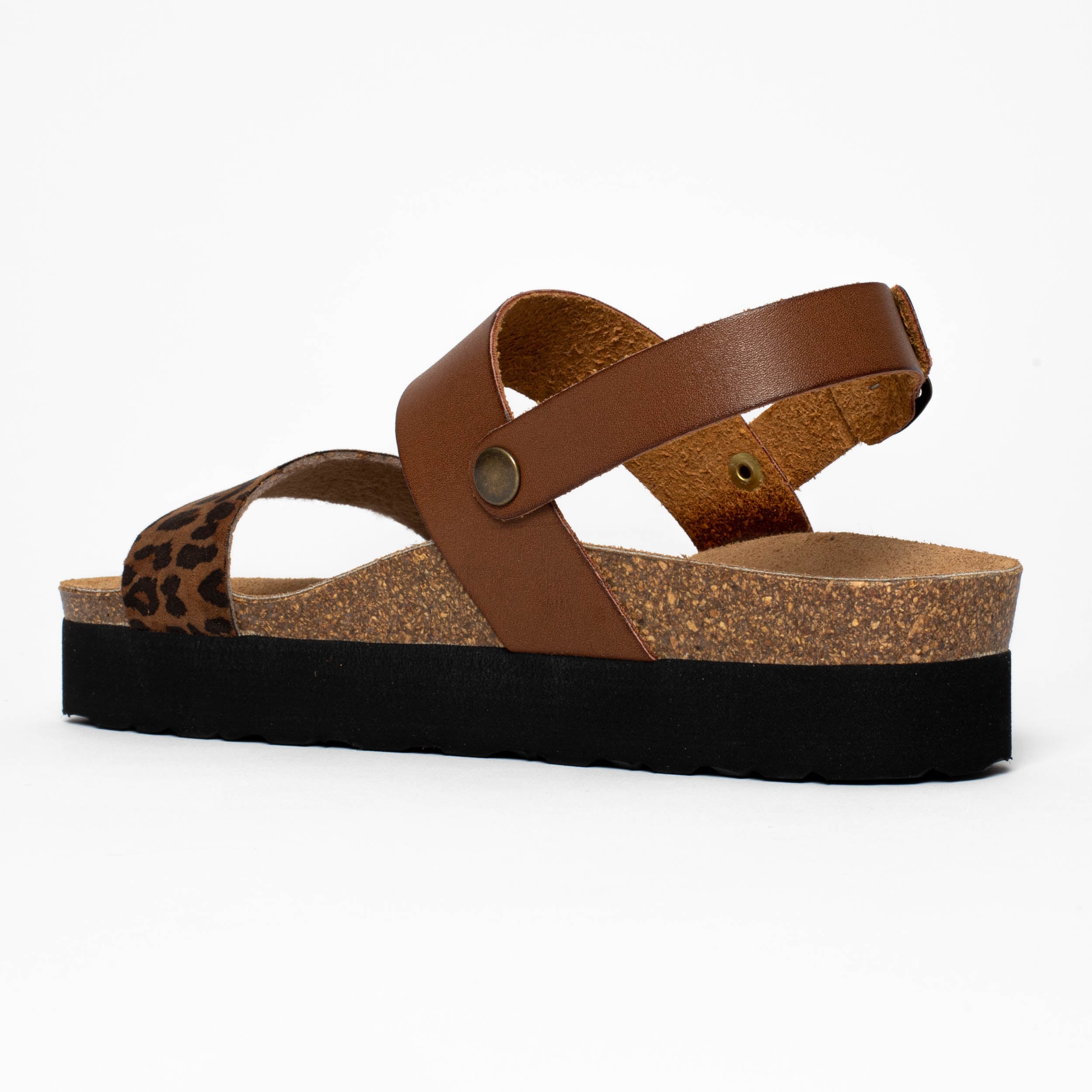 Sandalias Gladstone con plataforma de leopardo