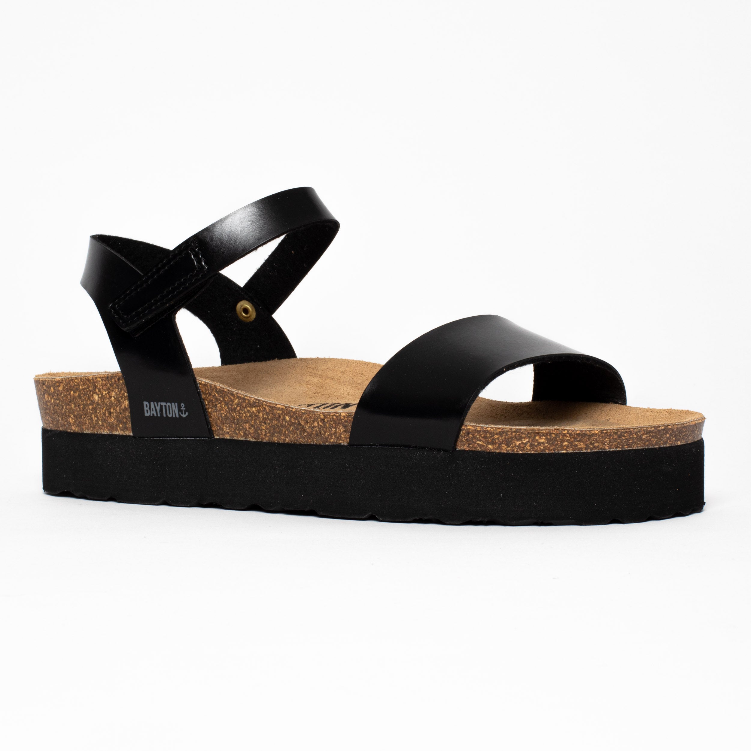 Almeria Black Platform Sandals