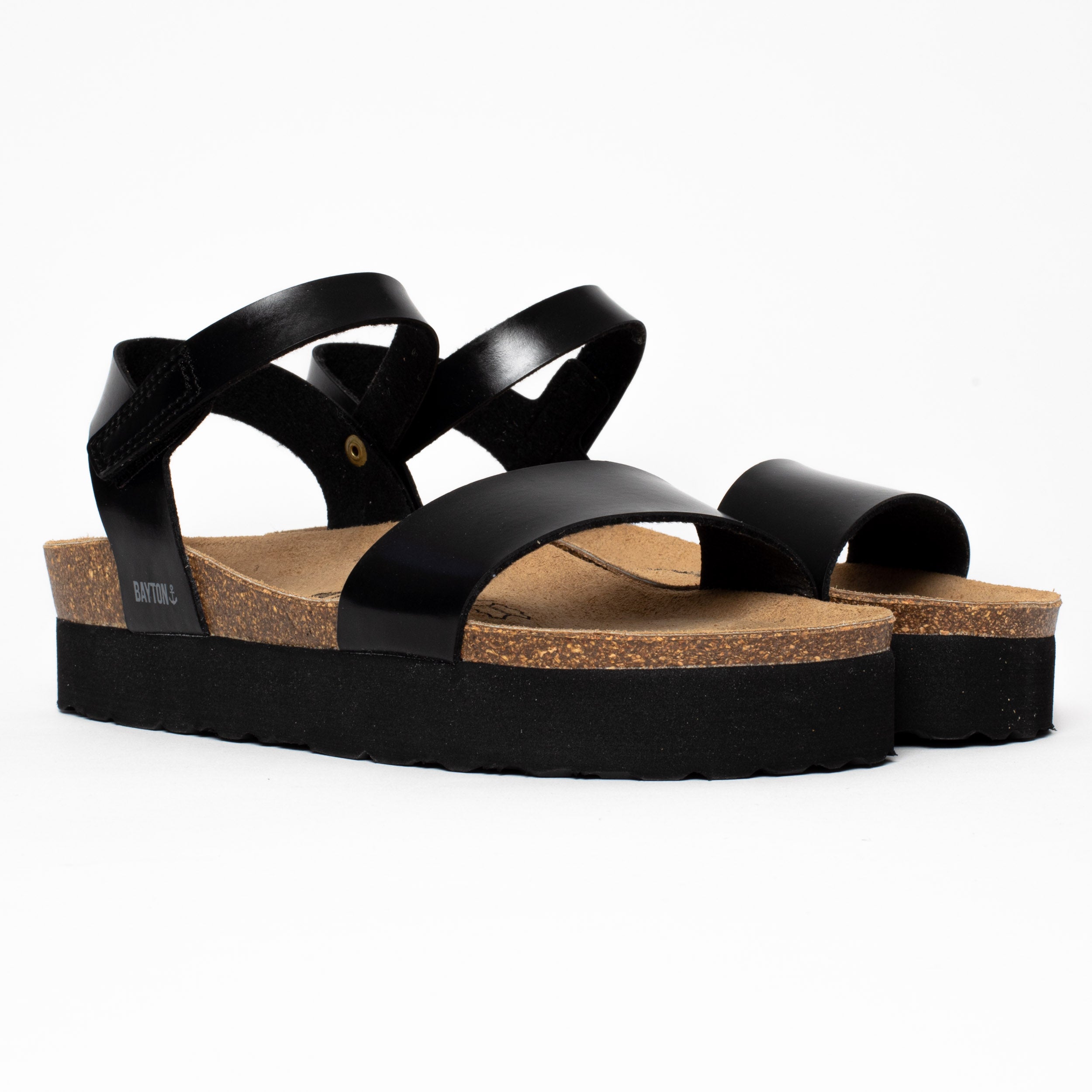 Almeria Black Platform Sandals