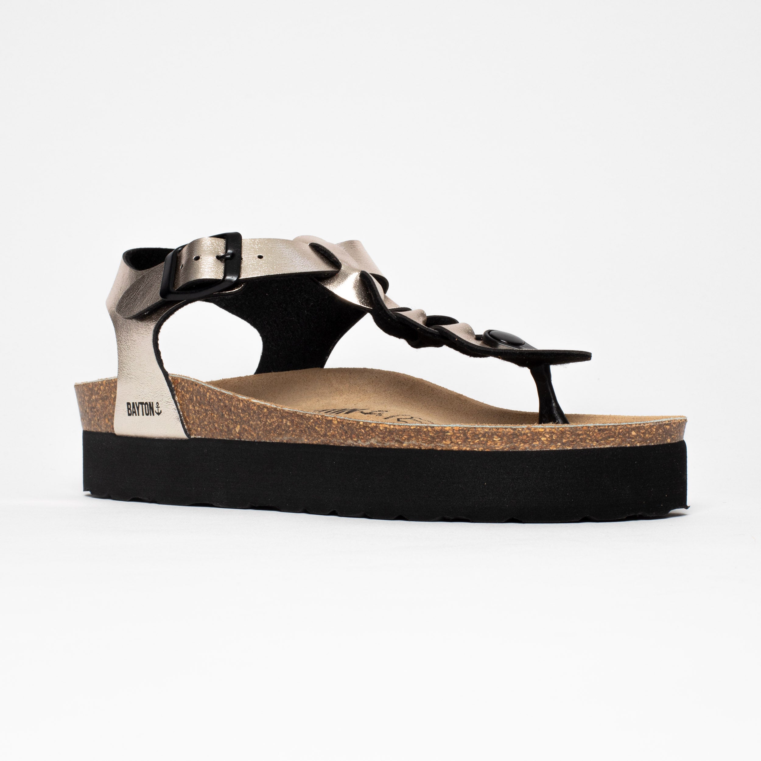 Badajoz Light Gold Platform Sandals