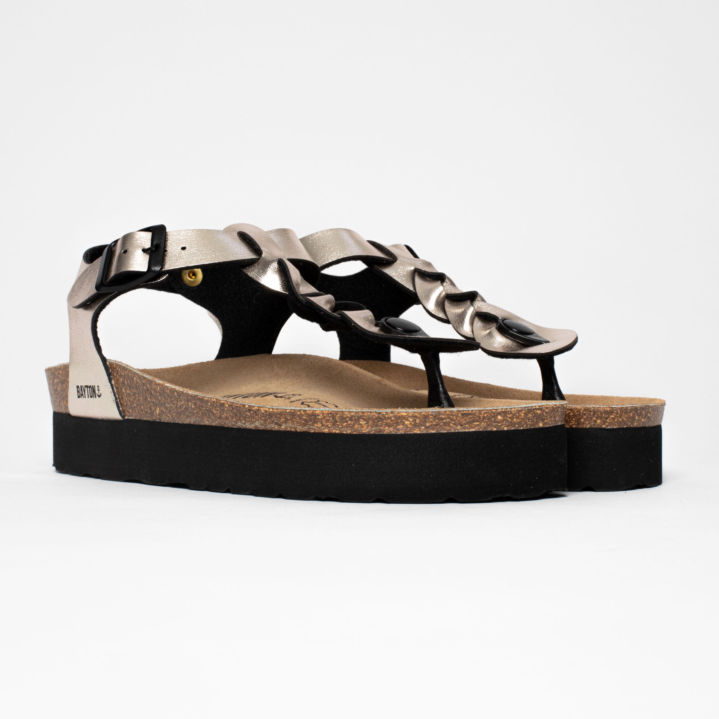 Badajoz Light Gold Platform Sandals