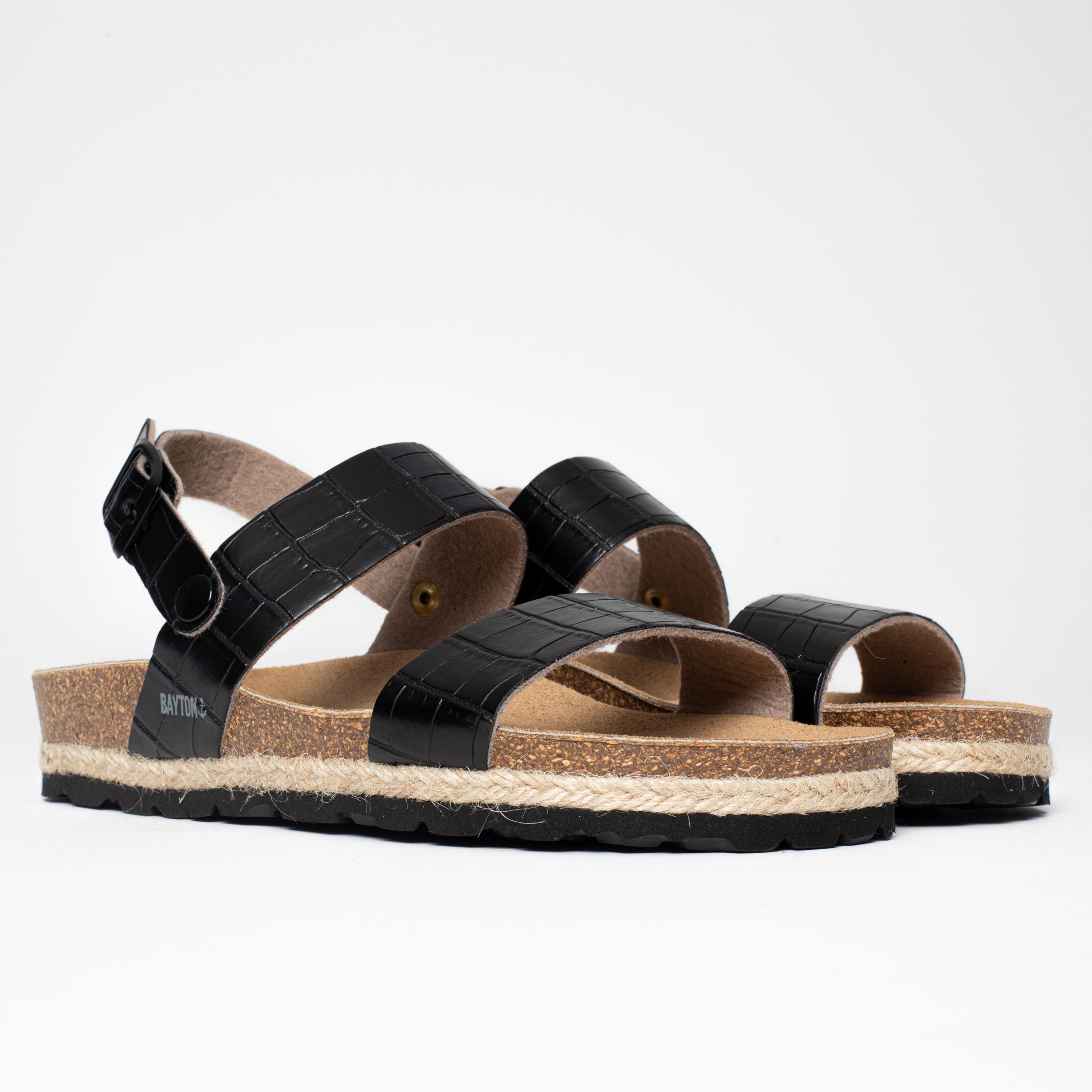 Tone Black Multi-Strap Sandals