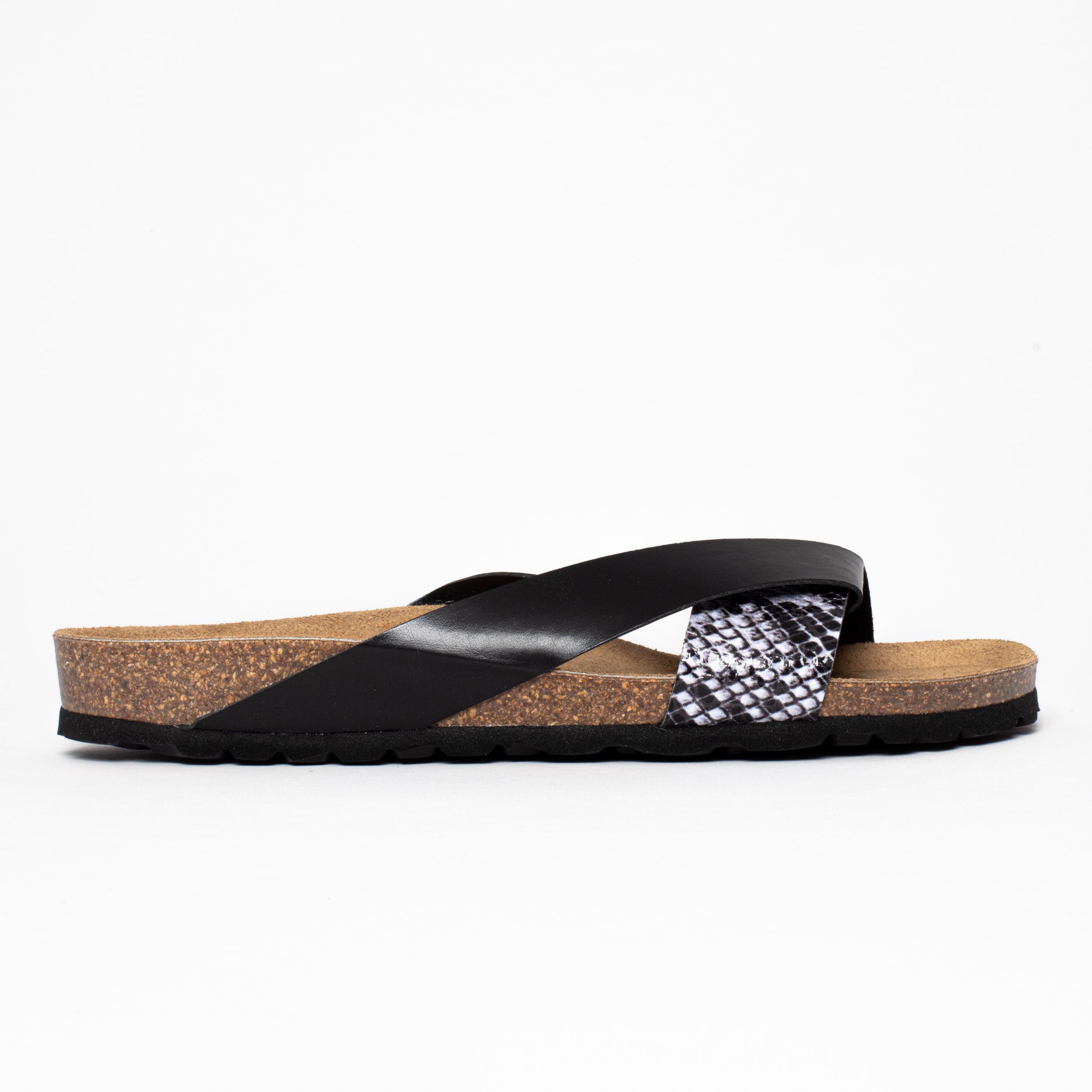 Mildura Multi-Strap Black 2-Strap Sandals