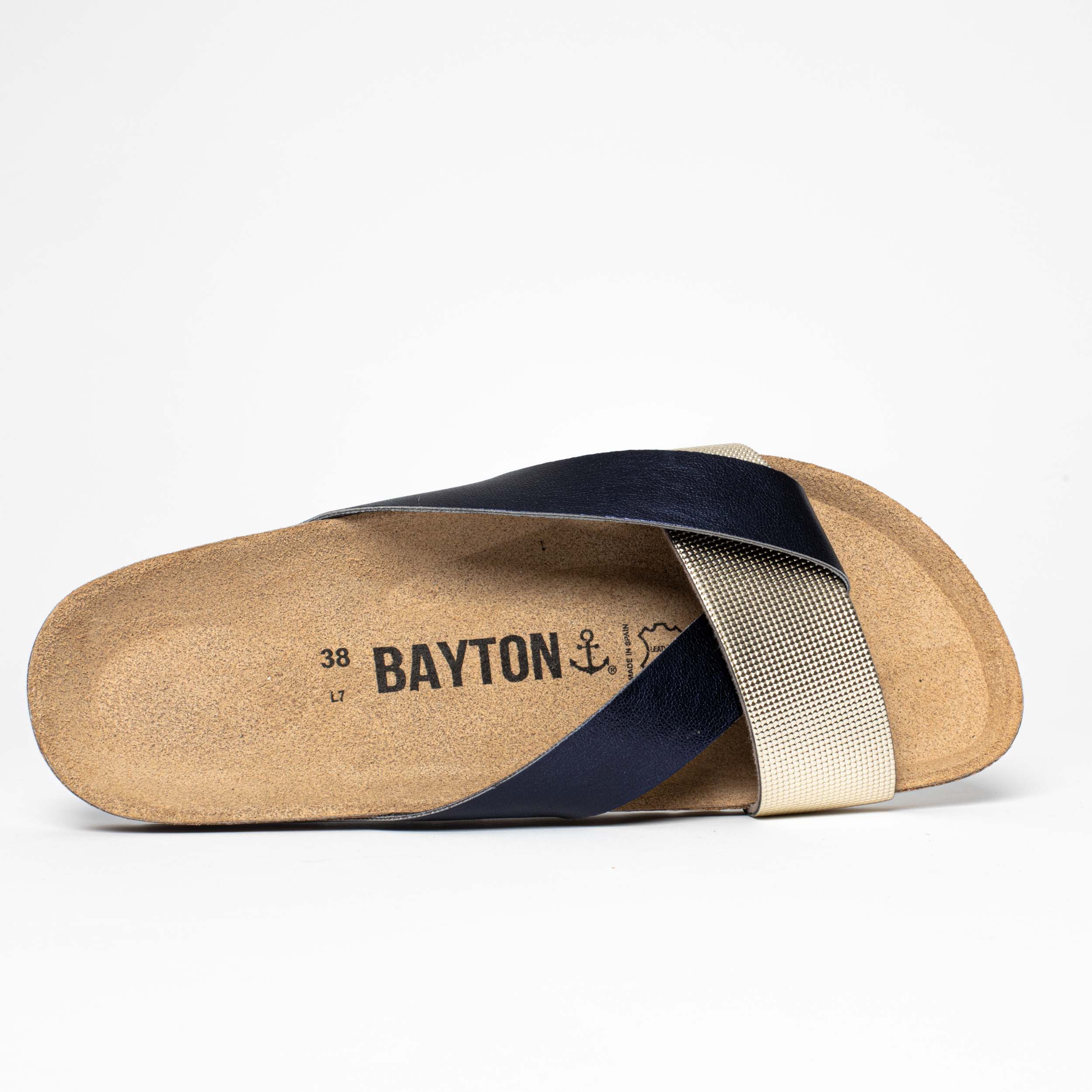 Mildura Multi-Strap 2-Strap Sandals in Navy Blue and Gold