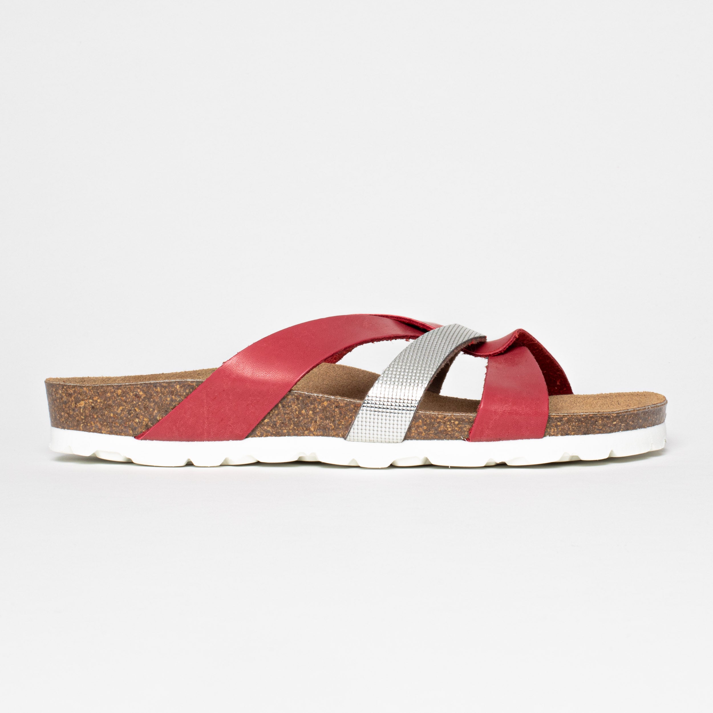 Santander Coral and Grey Multi-Strap Sandals