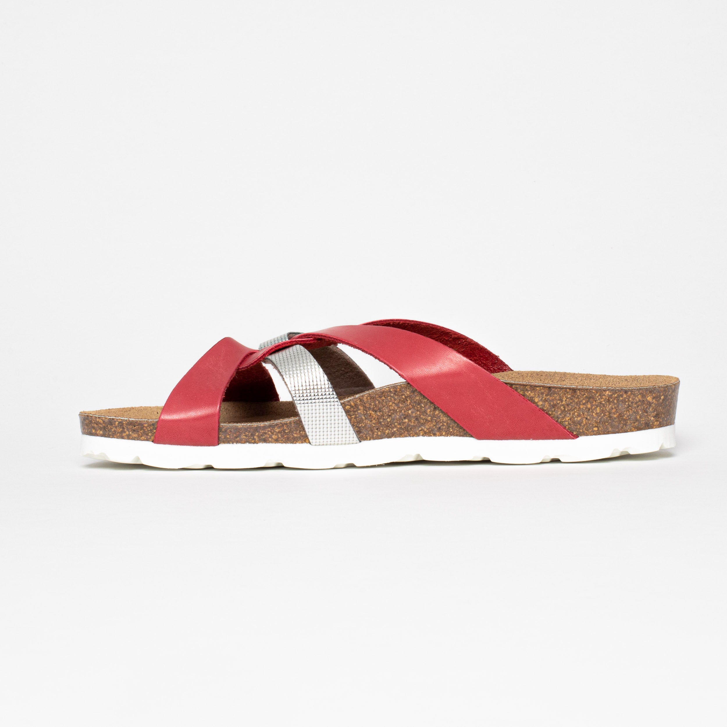 Santander Coral and Grey Multi-Strap Sandals