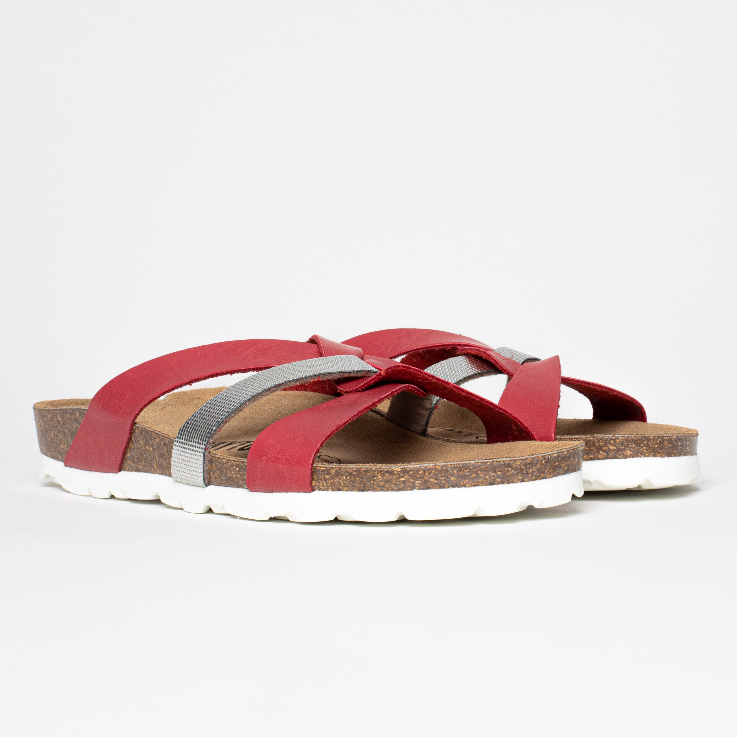 Santander Coral and Grey Multi-Strap Sandals