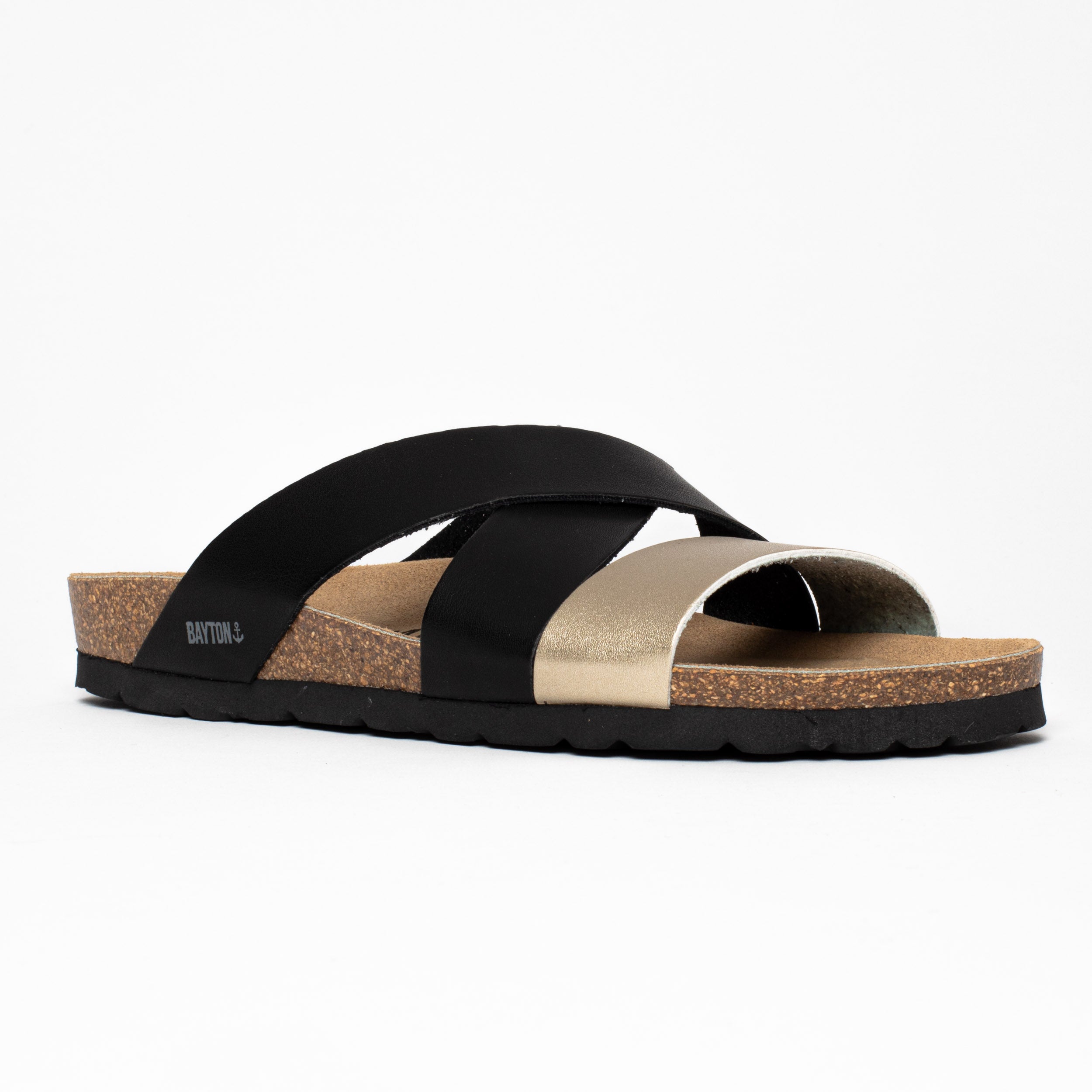 Seville Black and Gold Multi-Strap Sandals