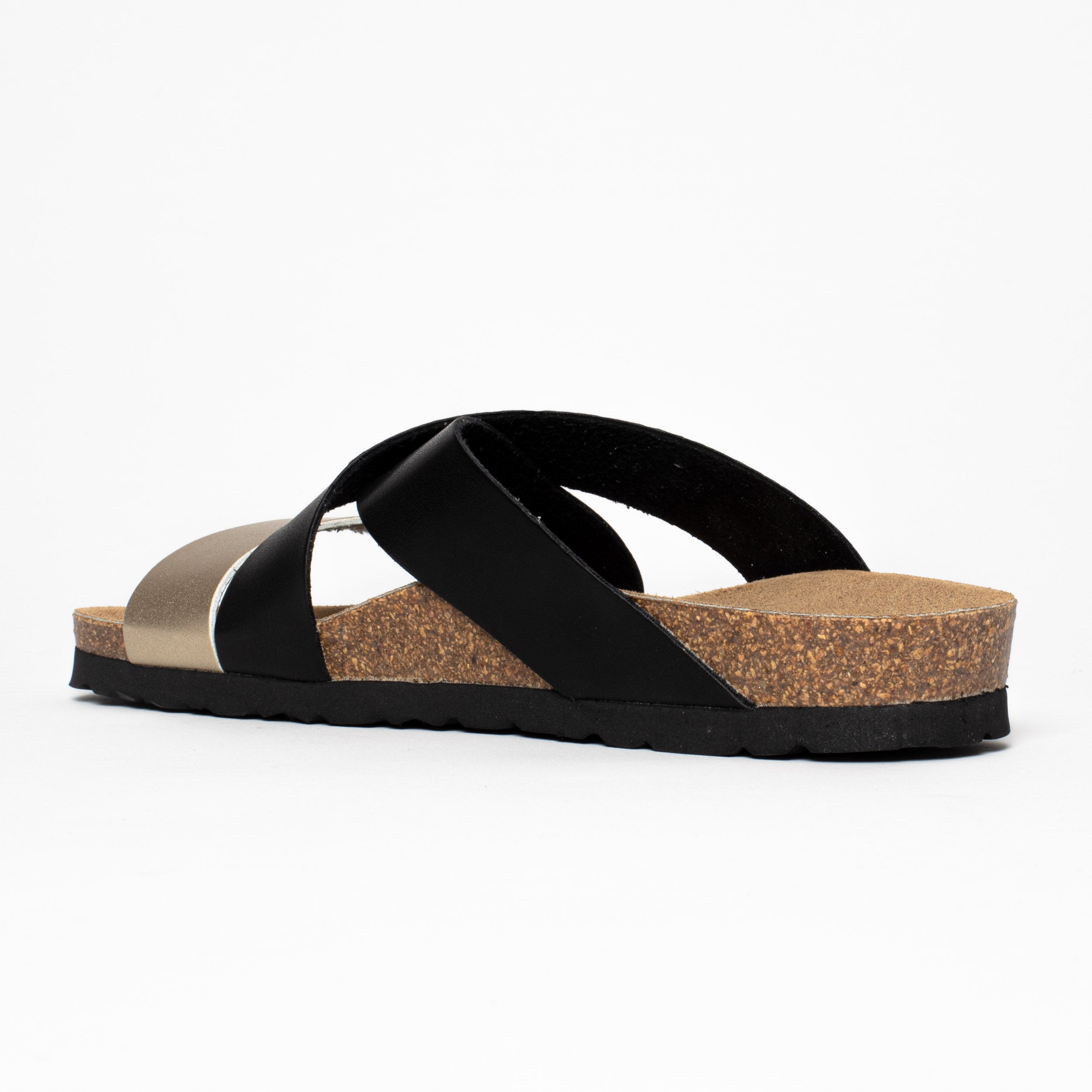 Seville Black and Gold Multi-Strap Sandals