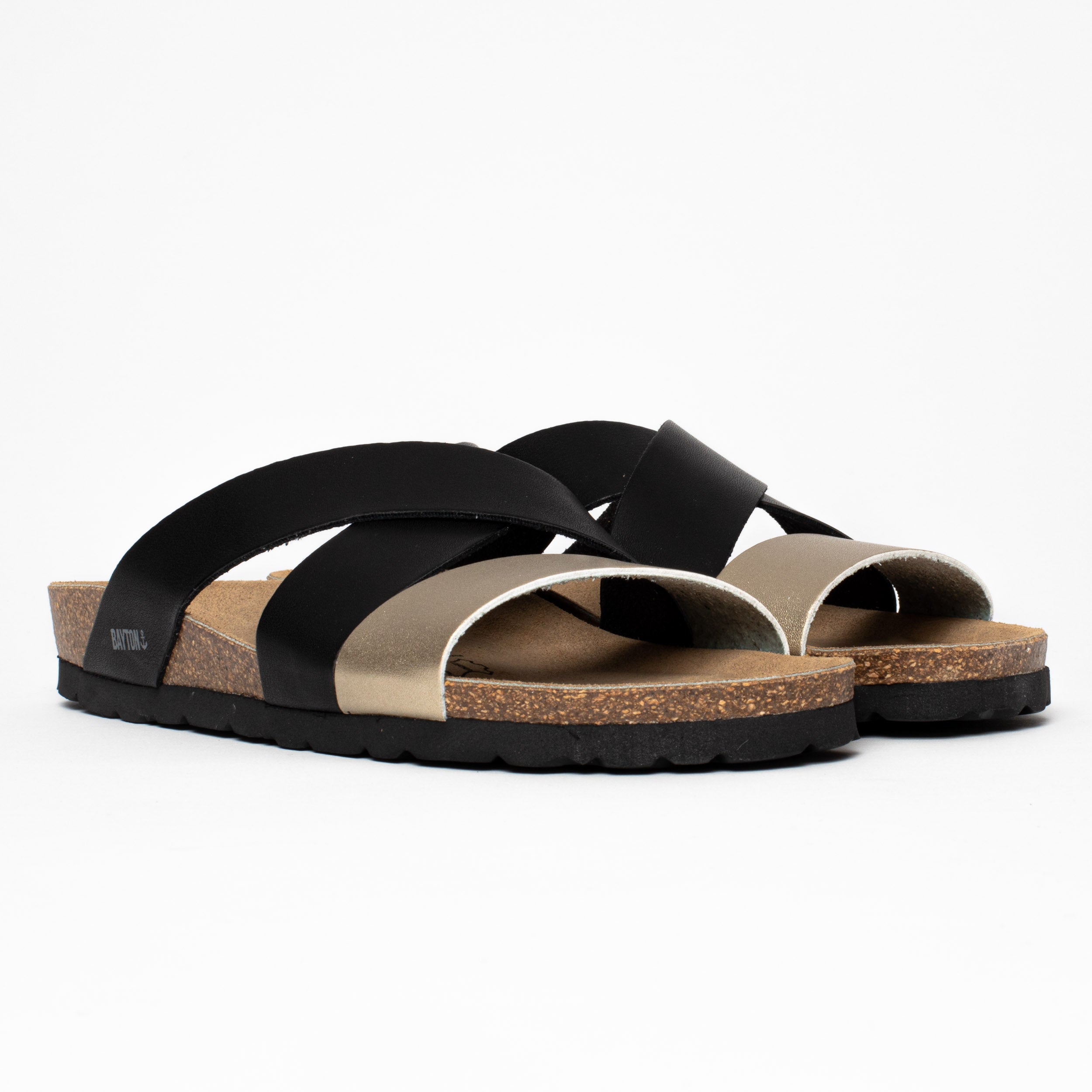 Seville Black and Gold Multi-Strap Sandals