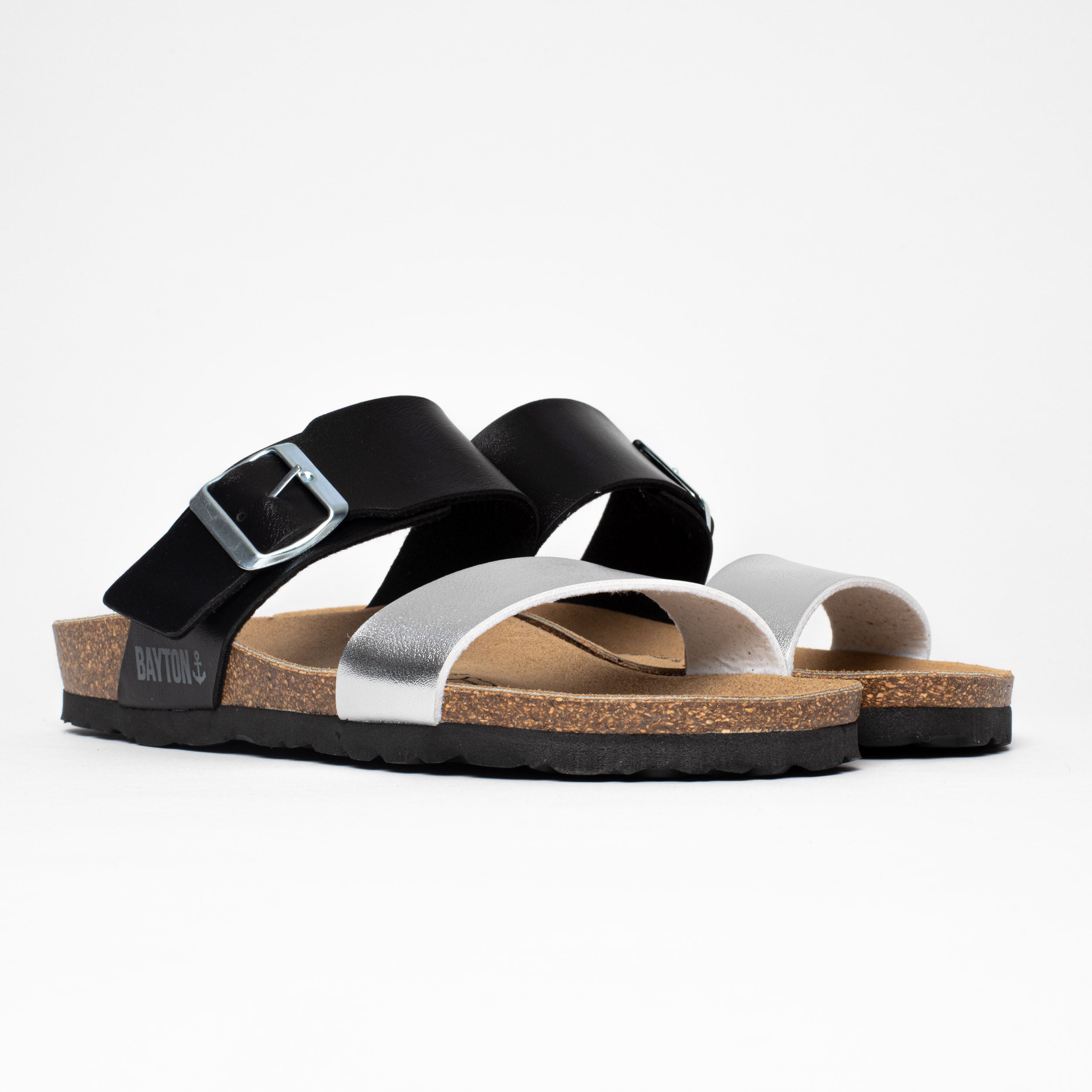 Black and Silver Valence 2 Strap Sandals