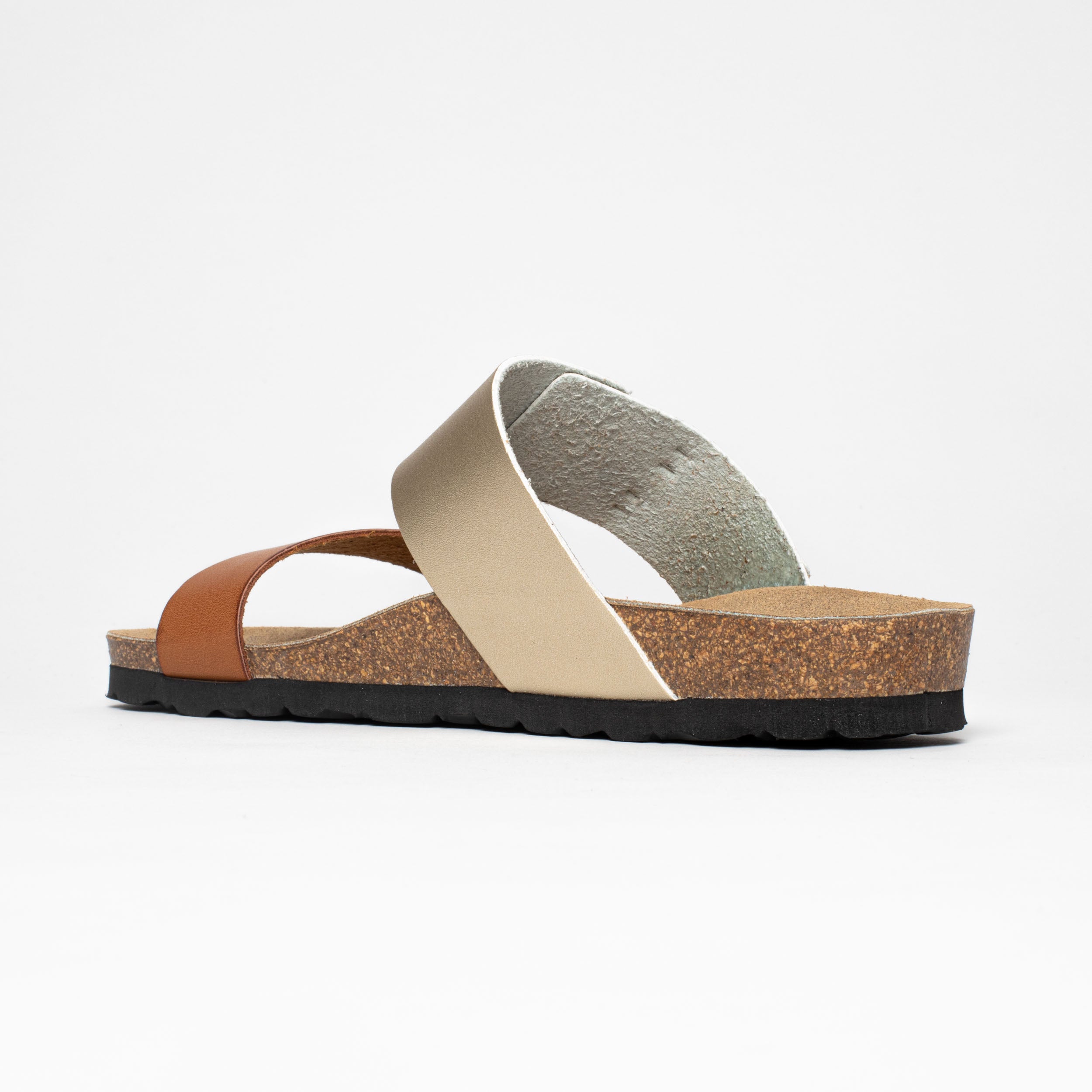 Sandales 2 Brides Valence Camel Et Platinium