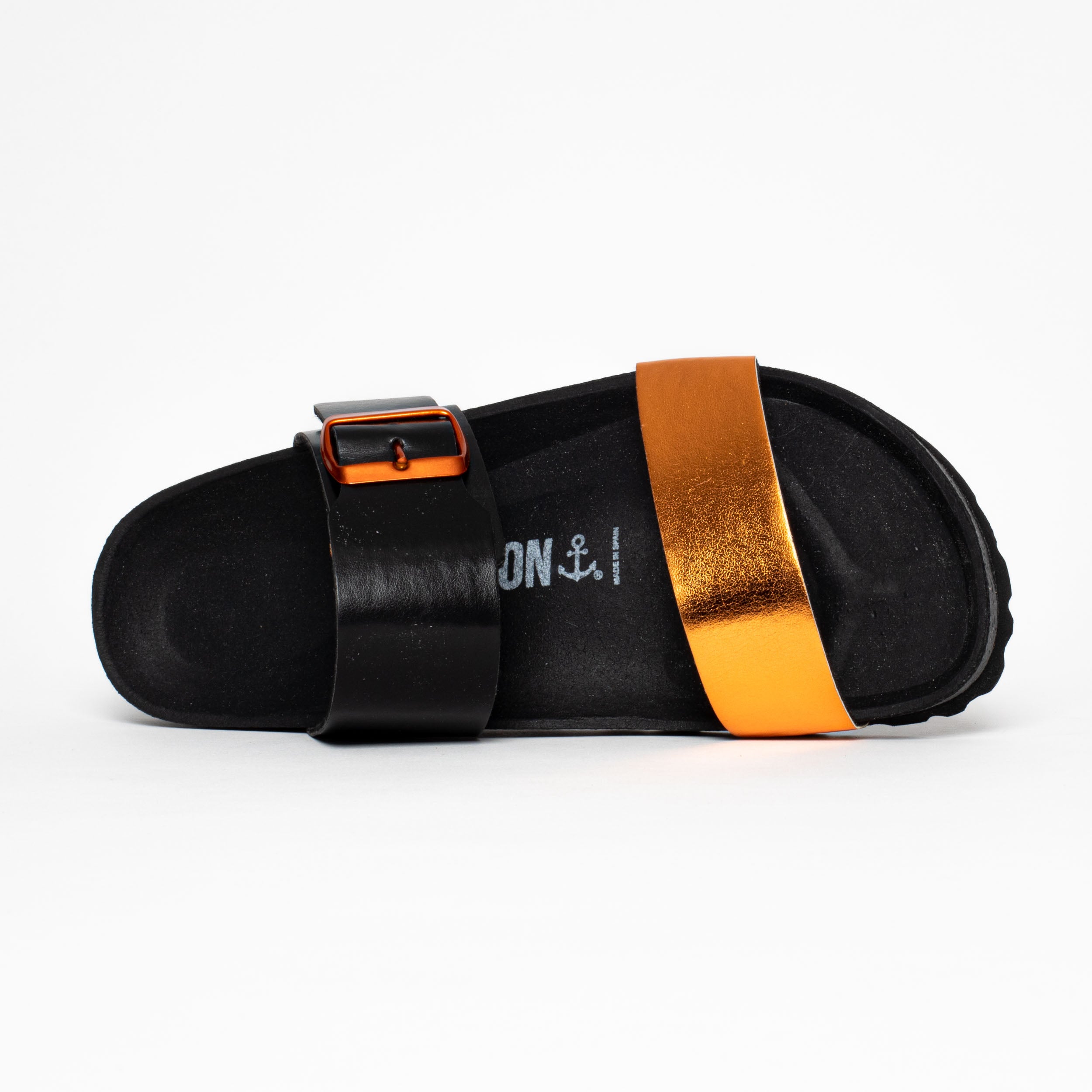 Valencia Orange and Black 2 Strap Sandals