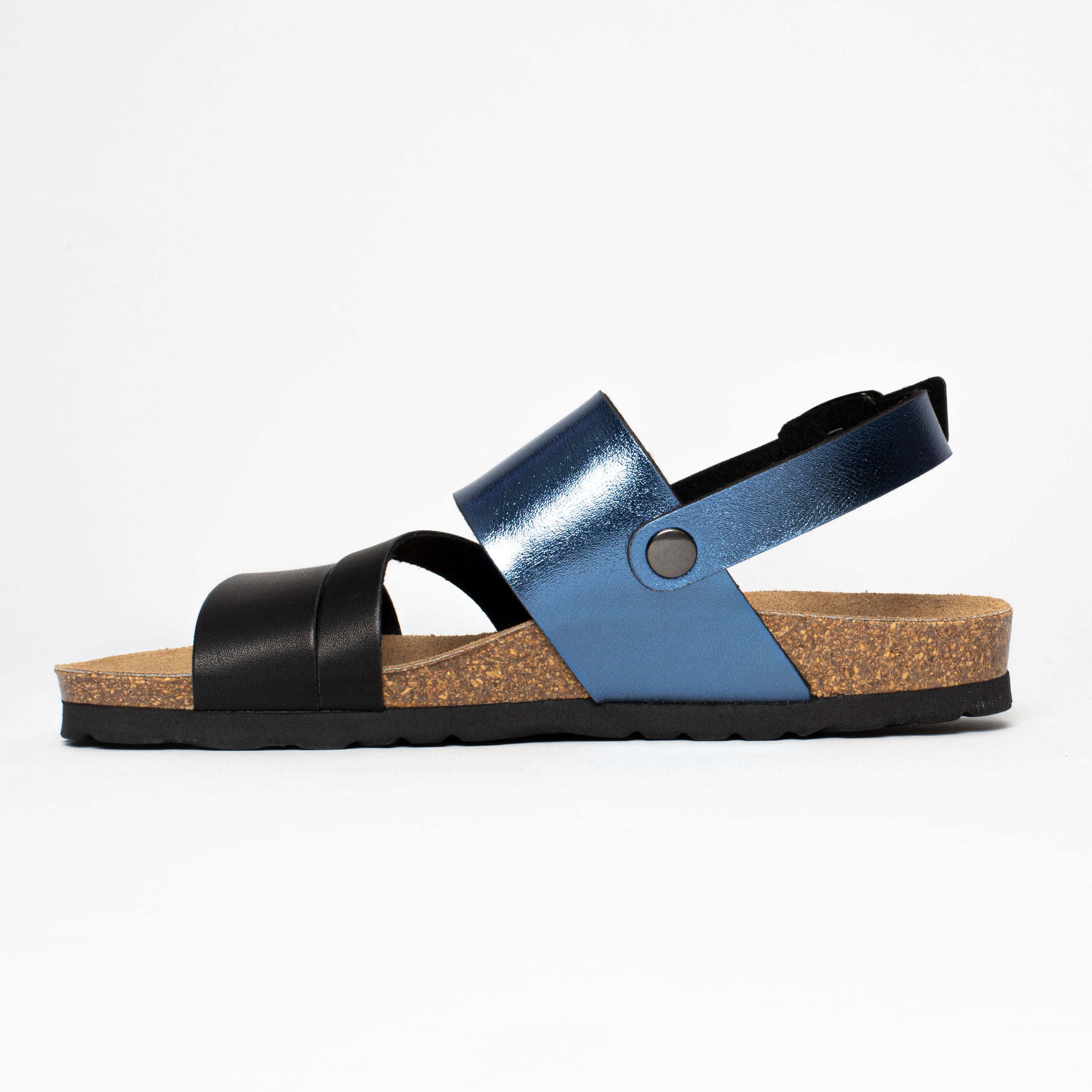 Sandales Vitoria Noir et Bleu Marine Multi-Brides