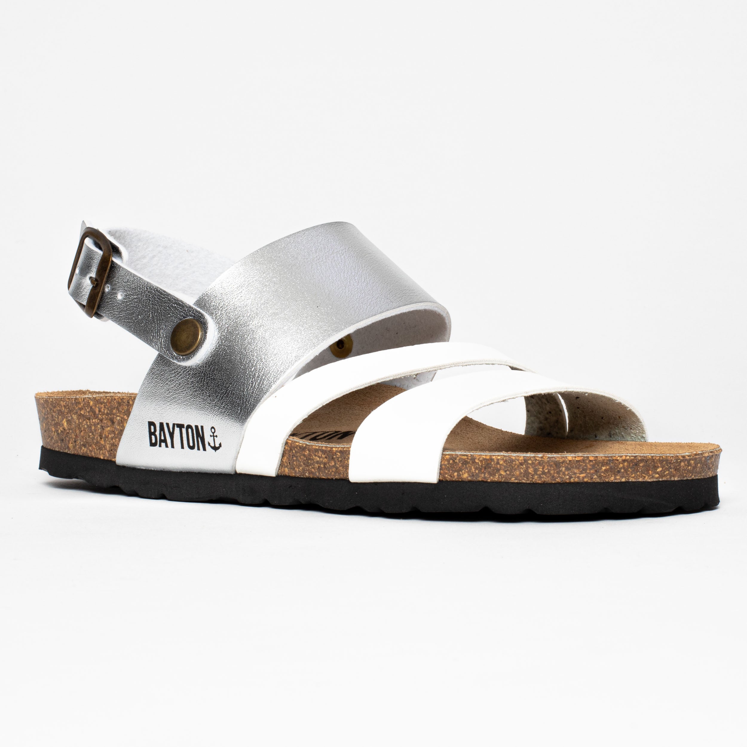 Vitoria White and Silver Multi-Strap Sandals