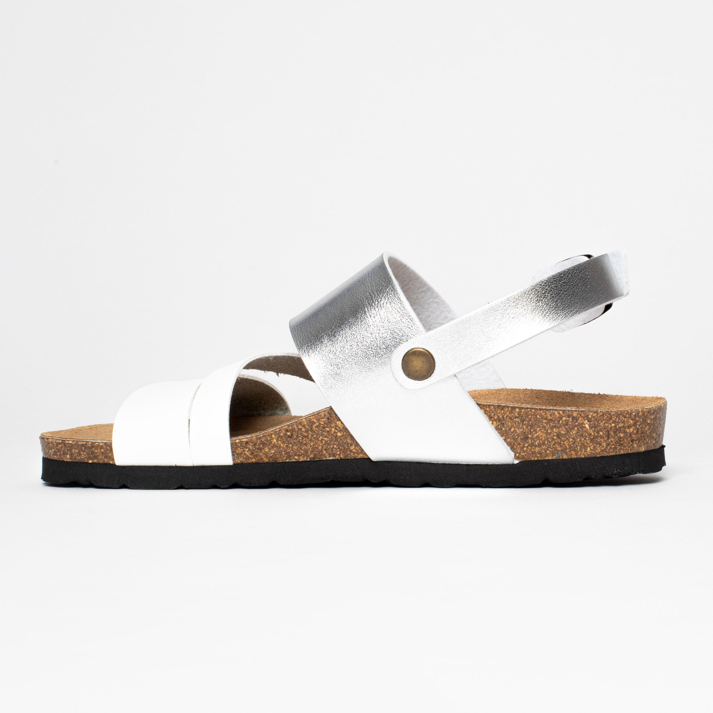 Vitoria White and Silver Multi-Strap Sandals