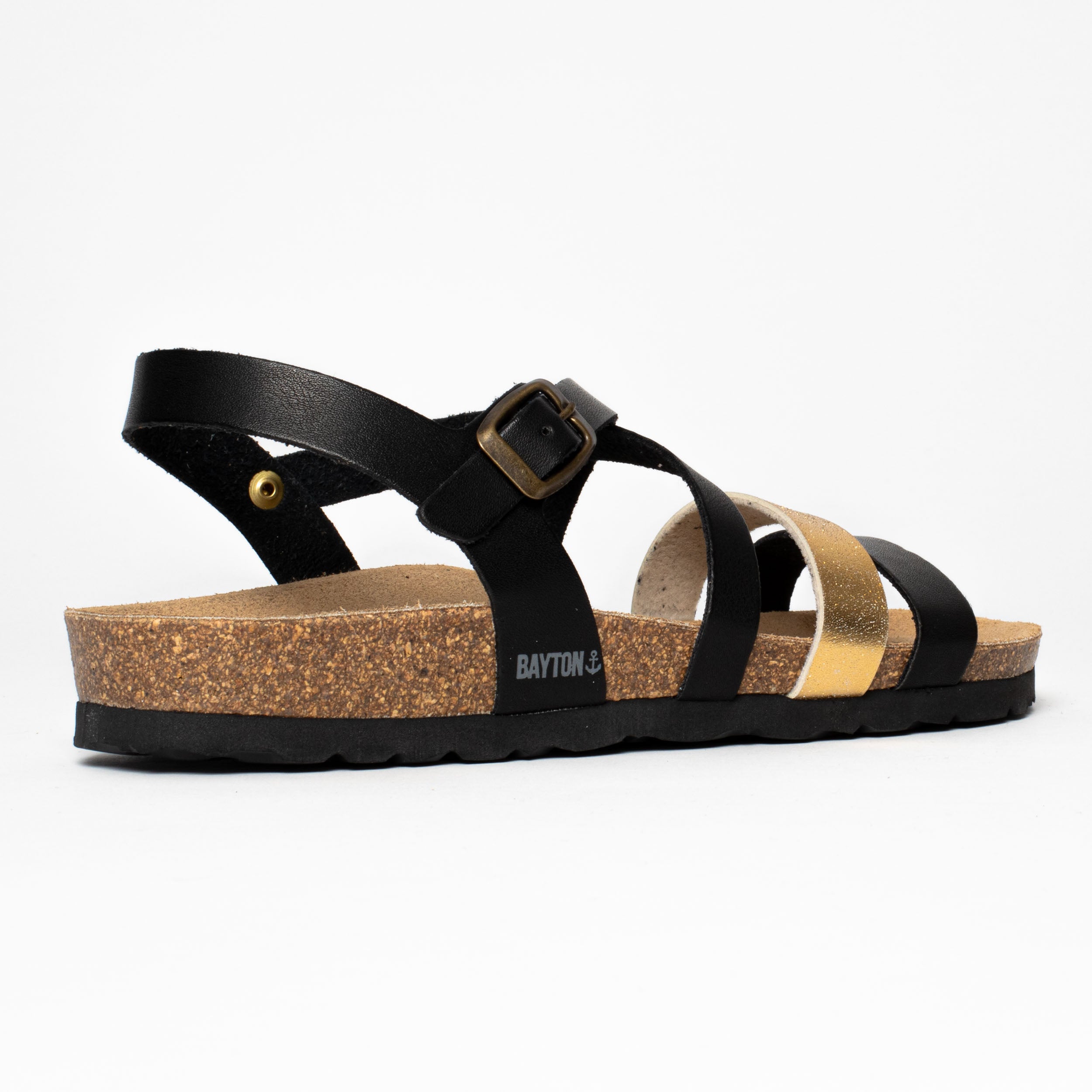 Sandalias Girone con múltiples tiras en negro y dorado