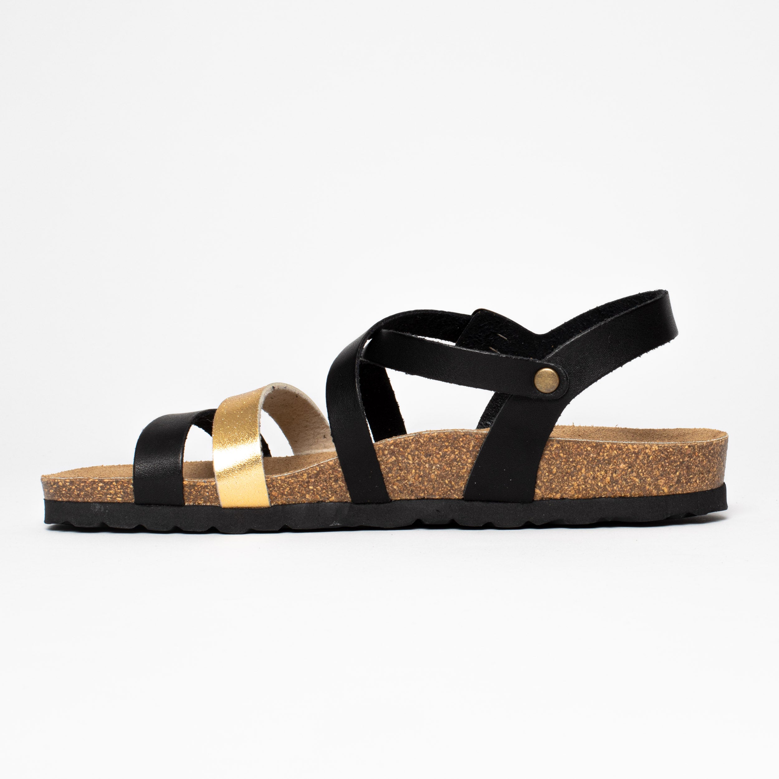 Gerone Black and Gold Multi-Strap Sandals