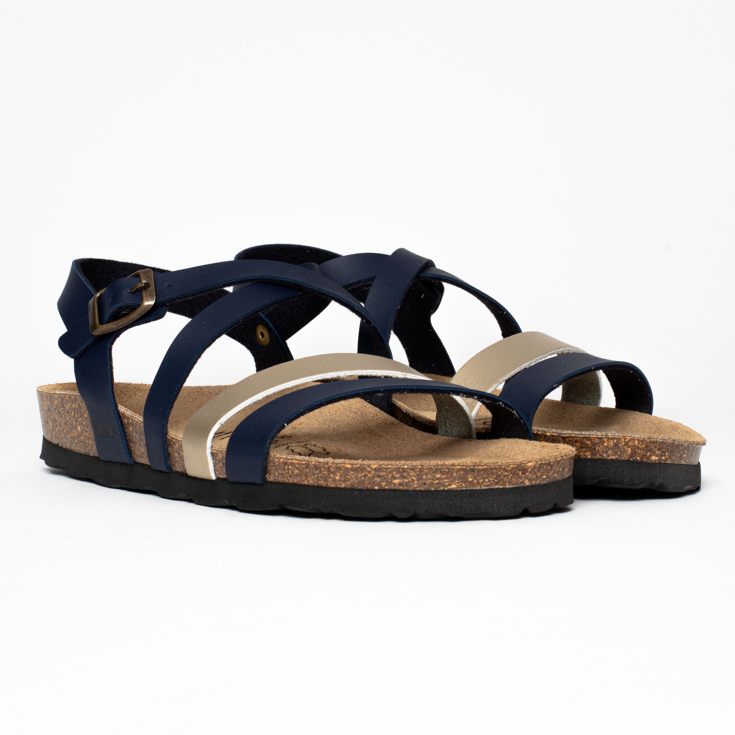 Gerone Navy Blue Multi-Strap Sandals